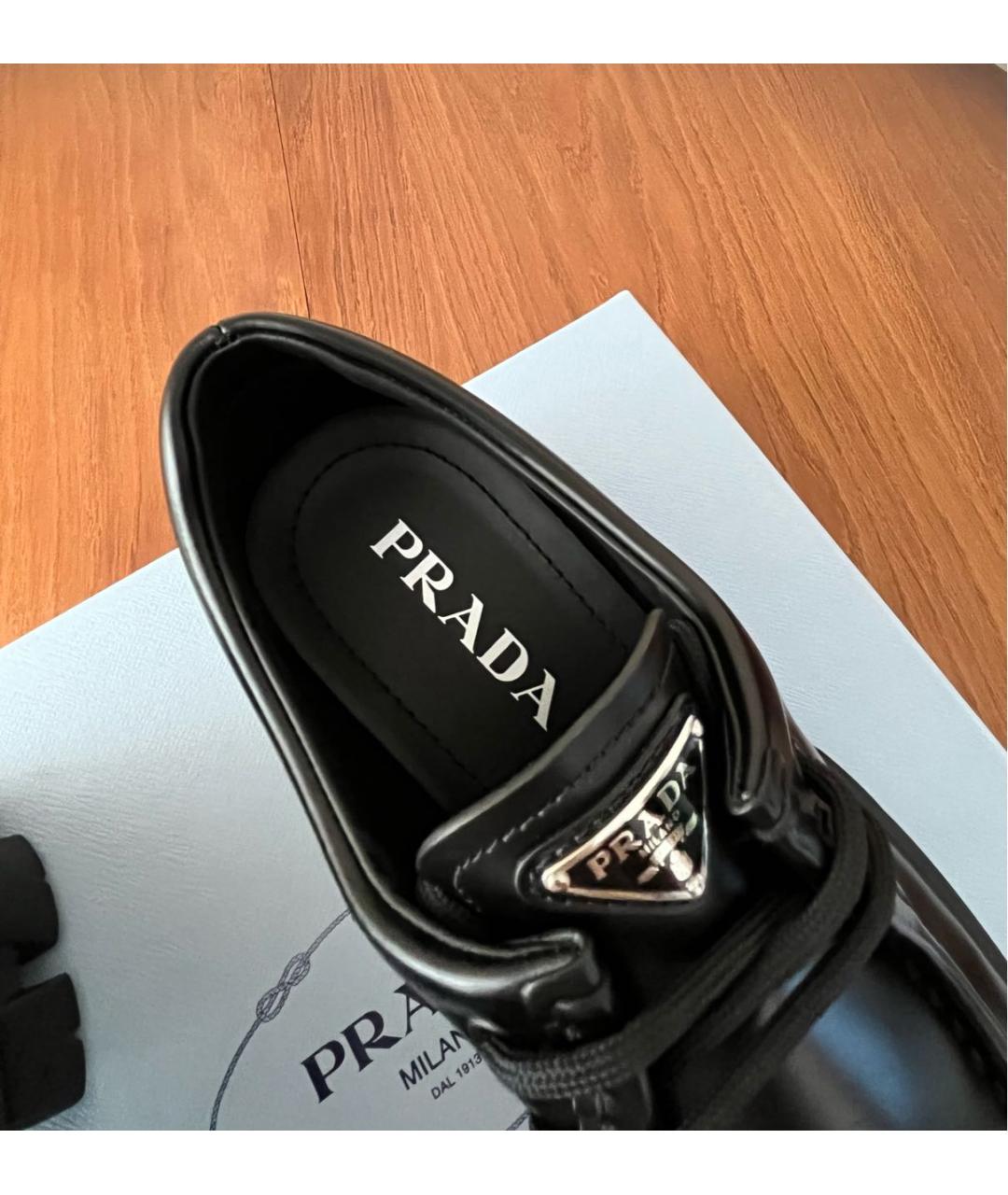 PRADA Черные кожаные лоферы, фото 4