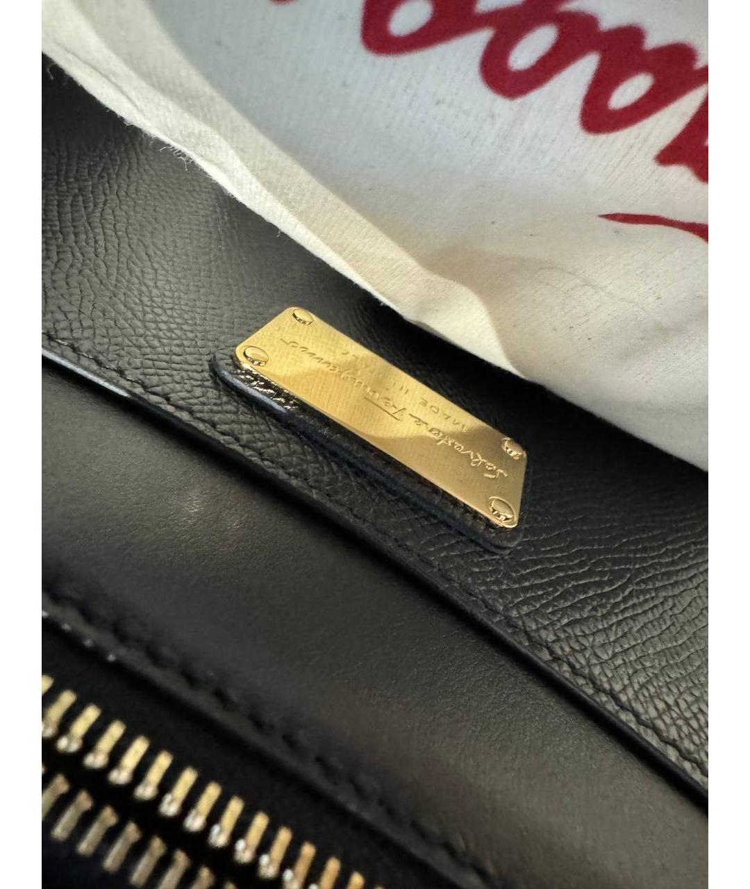FERRAGAMO Черная кожаная сумка тоут, фото 6