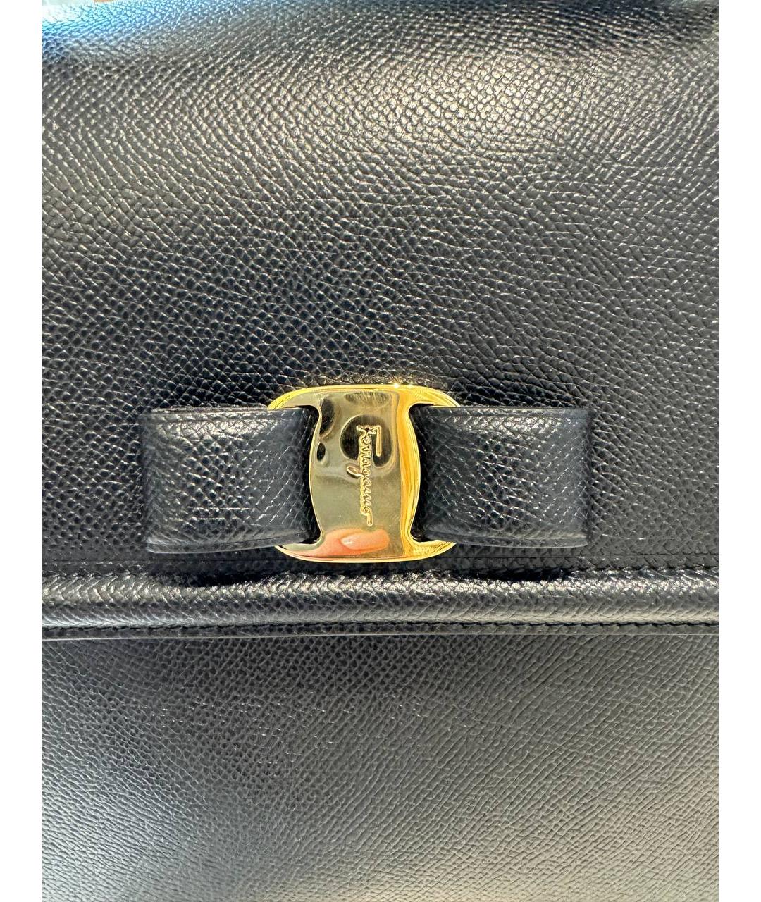 FERRAGAMO Черная кожаная сумка тоут, фото 7