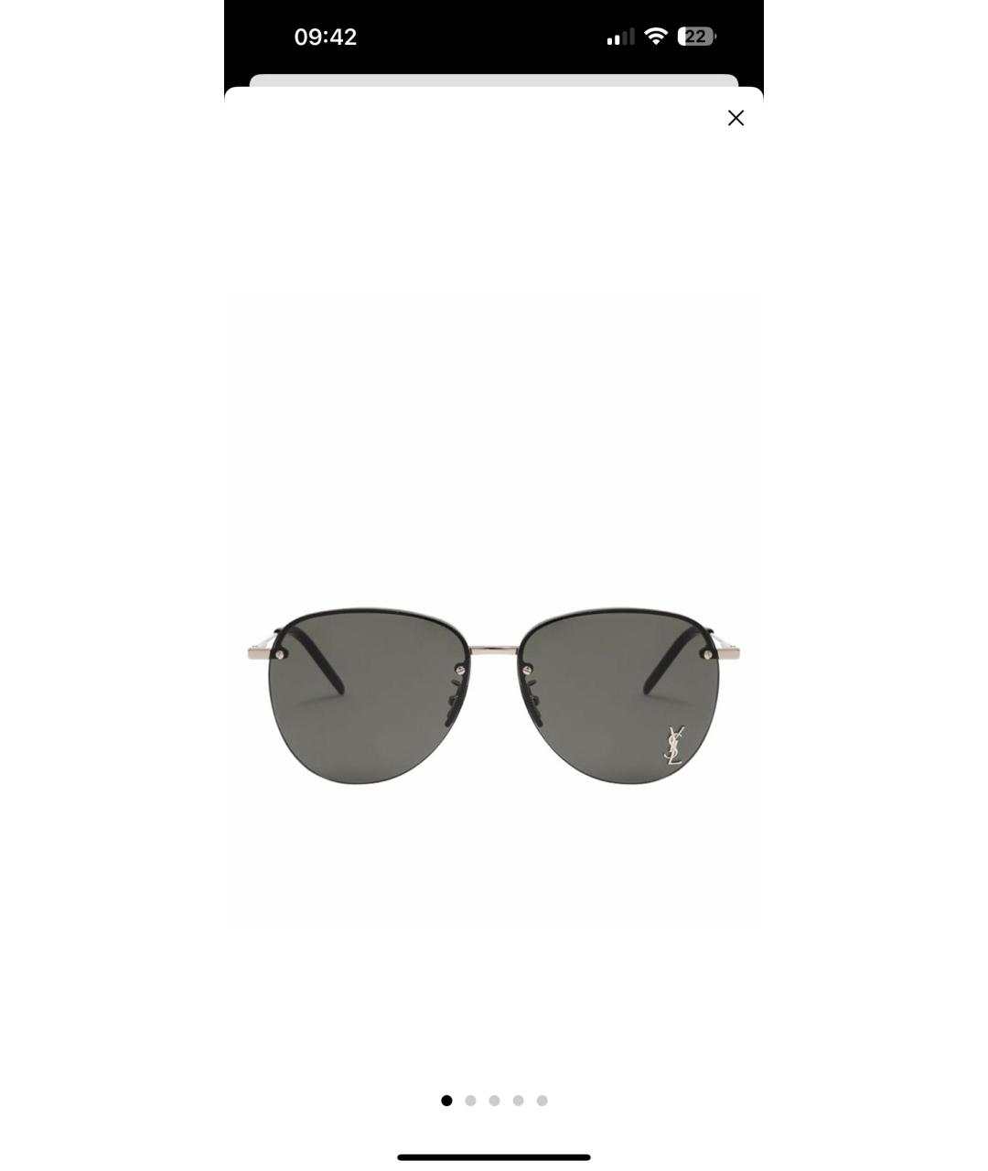 SAINT LAURENT Черные металлические солнцезащитные очки, фото 5