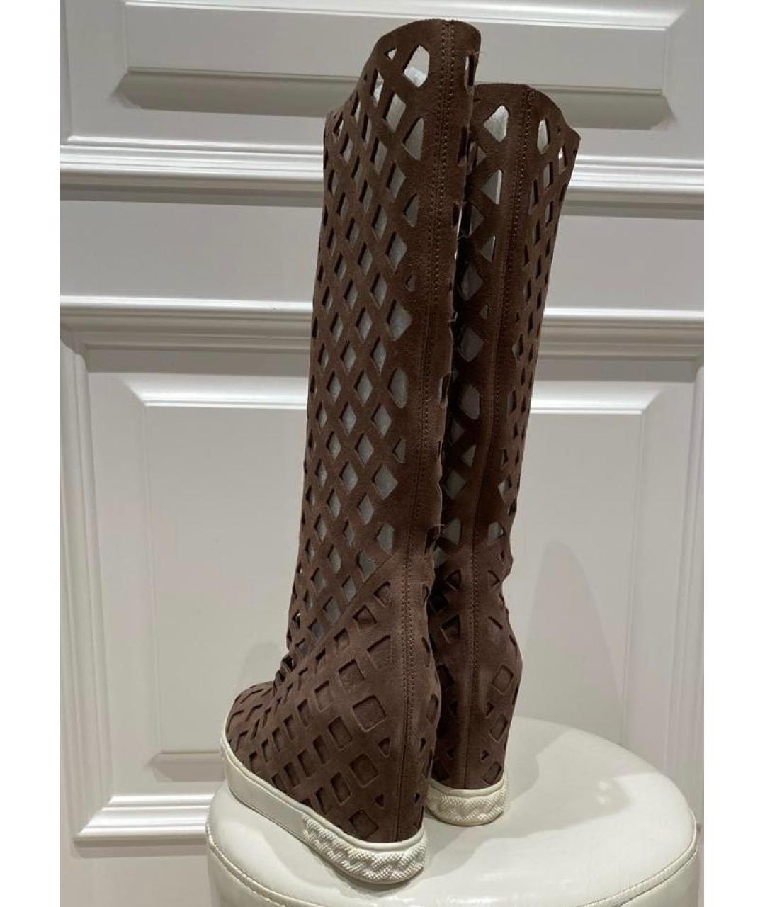 CASADEI Коричневые замшевые сапоги, фото 5