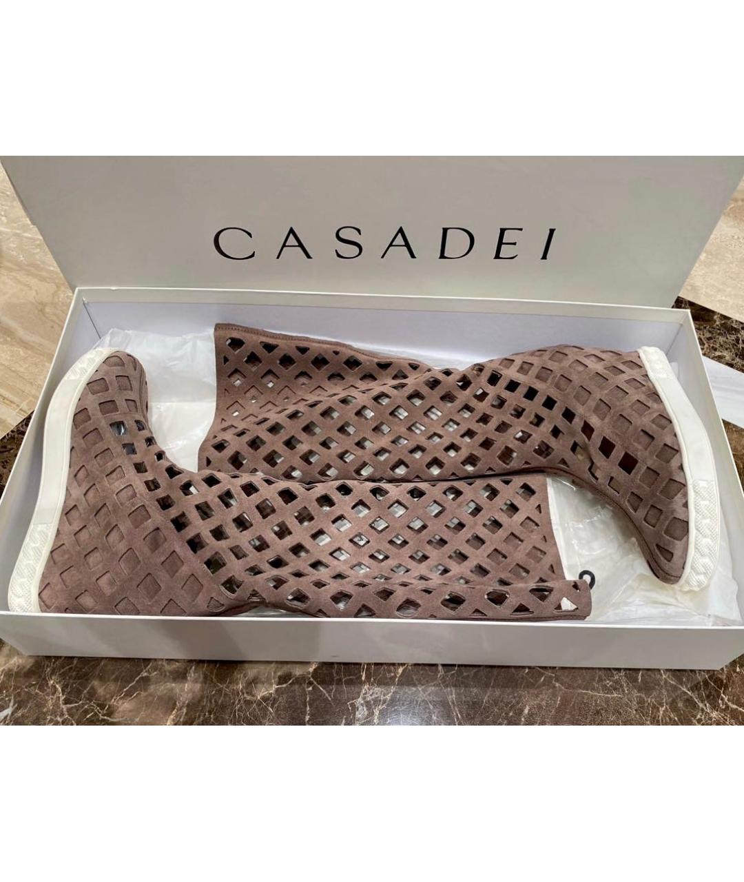 CASADEI Коричневые замшевые сапоги, фото 7