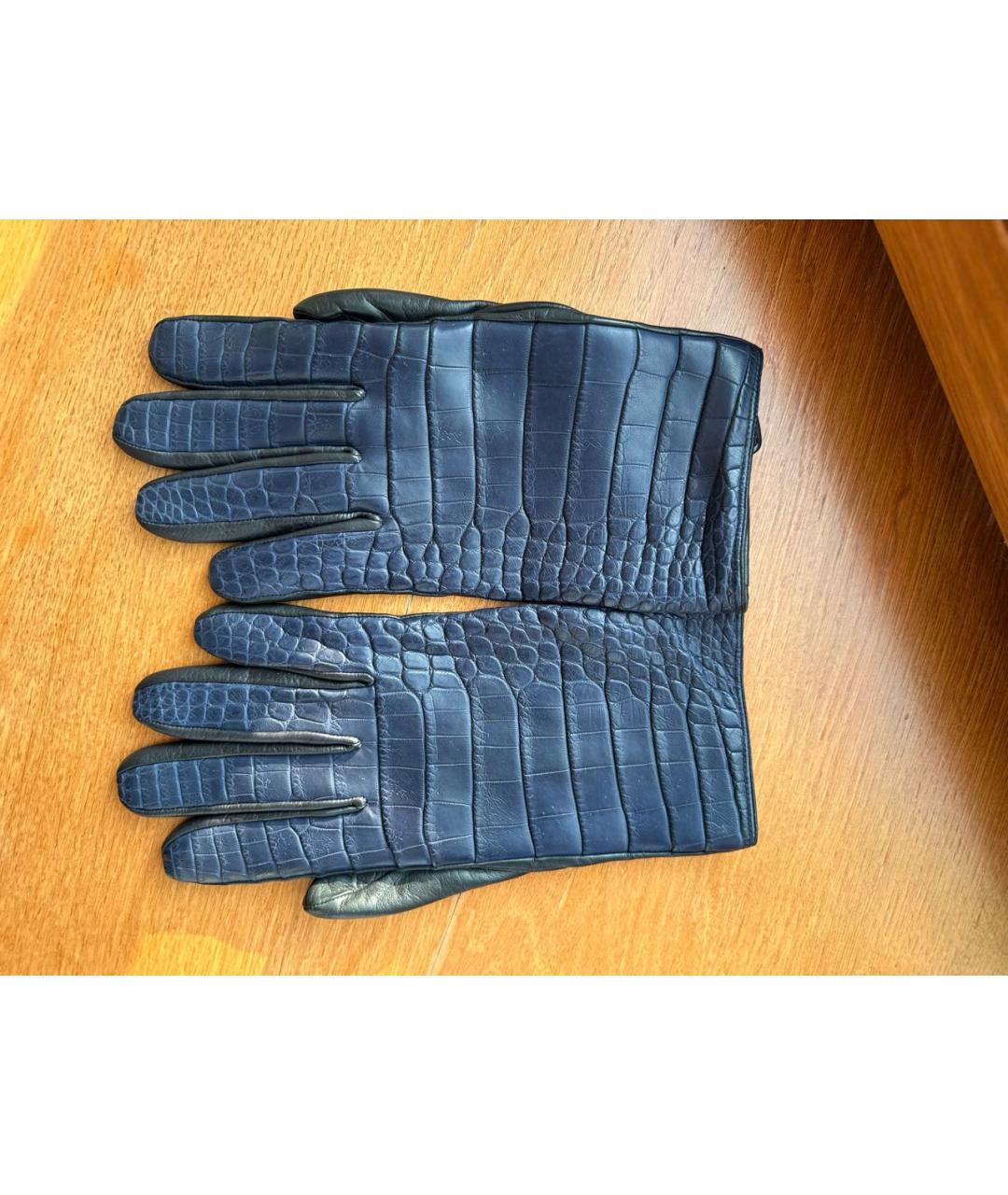 SERAPHIN Темно-синие кожаные перчатки, фото 5