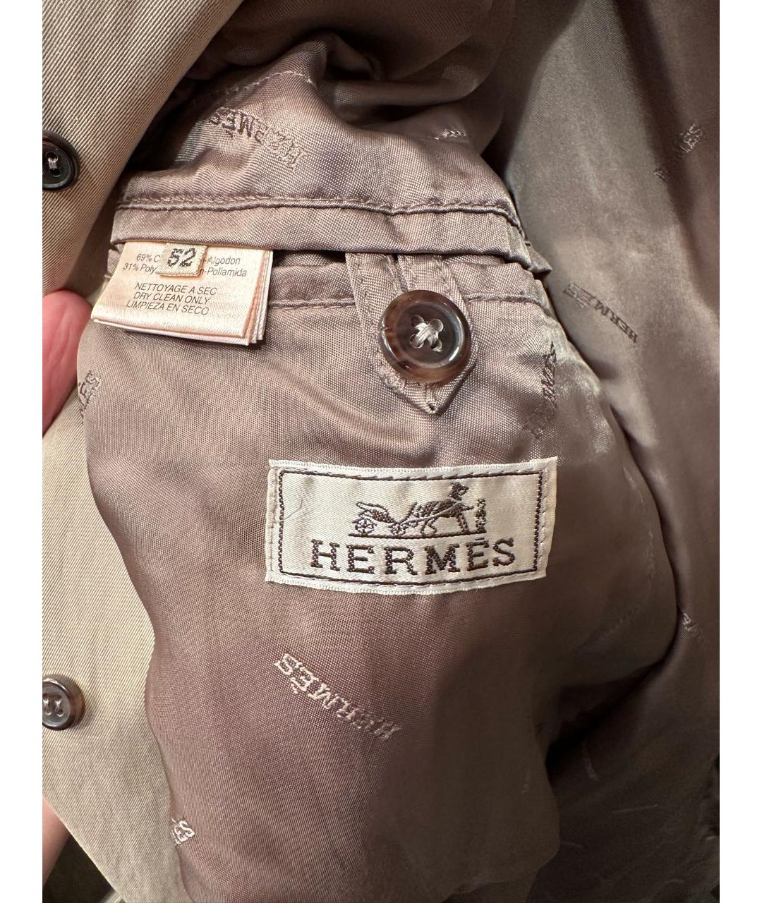 HERMES PRE-OWNED Бежевый хлопковый тренч / плащ, фото 3