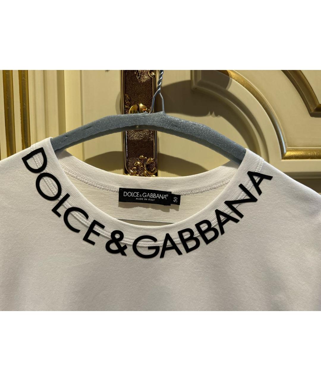 DOLCE&GABBANA Белая хлопковая футболка, фото 4