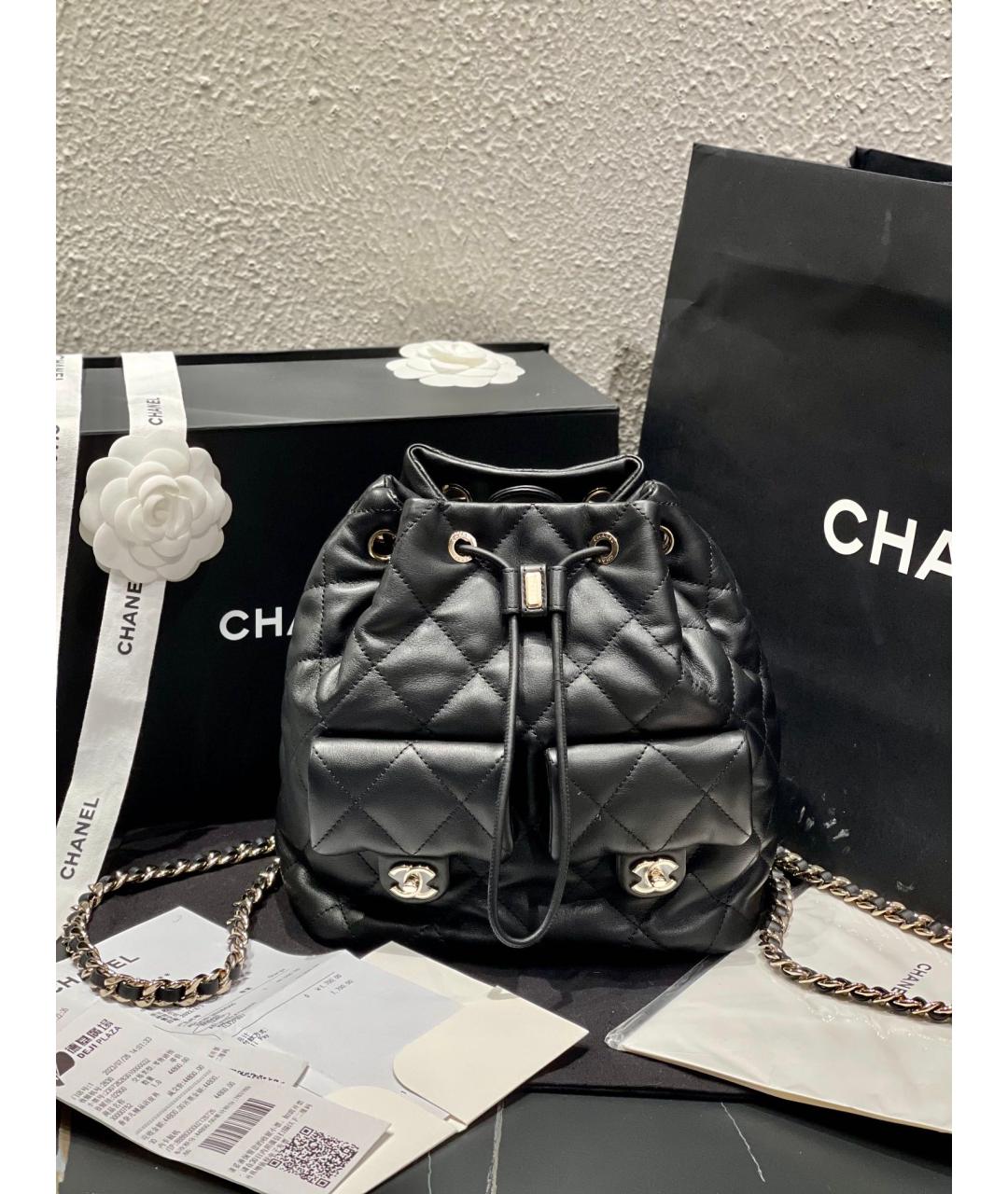 CHANEL Черный кожаный рюкзак, фото 10