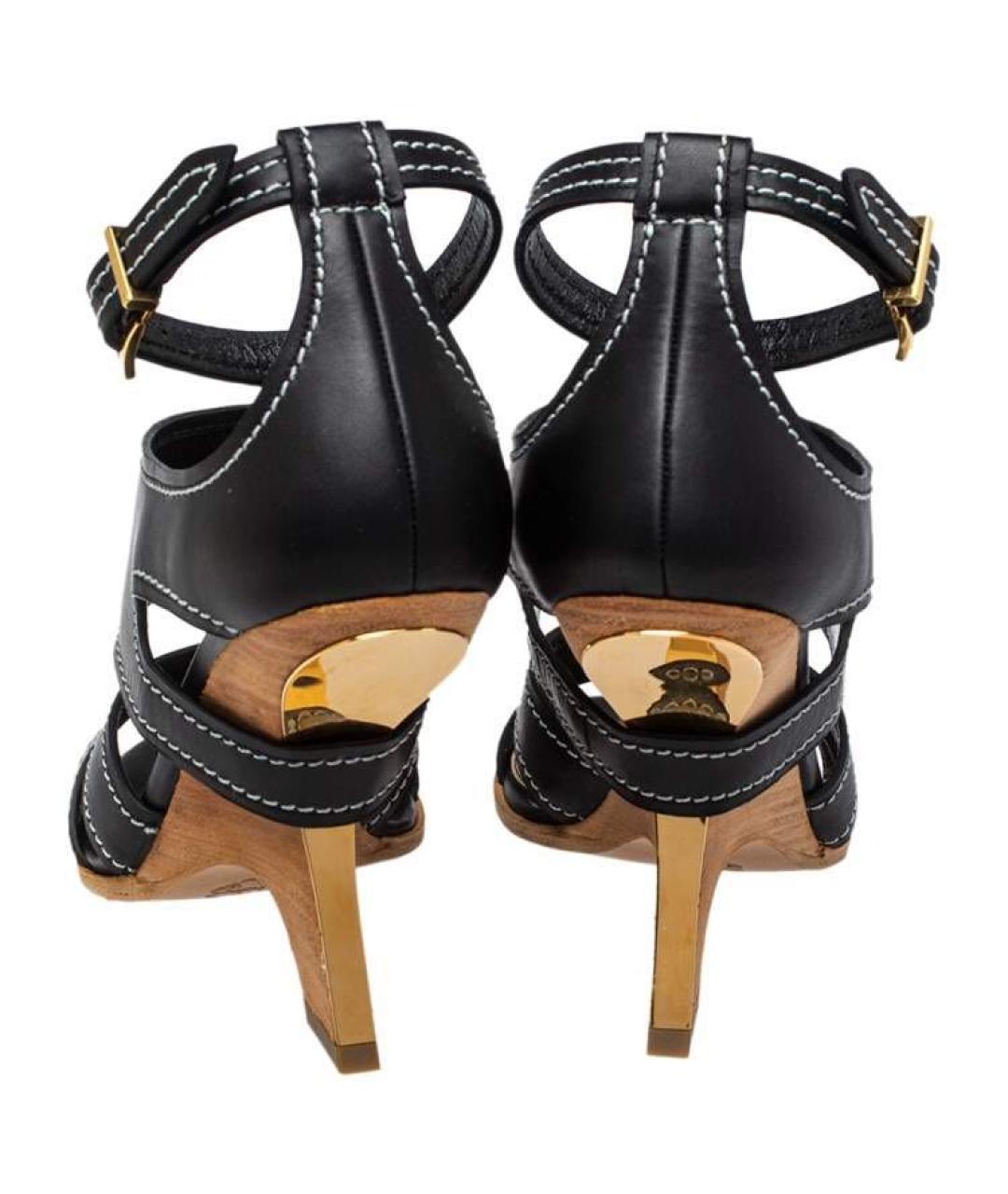 ALEXANDER MCQUEEN Черные кожаные босоножки, фото 3