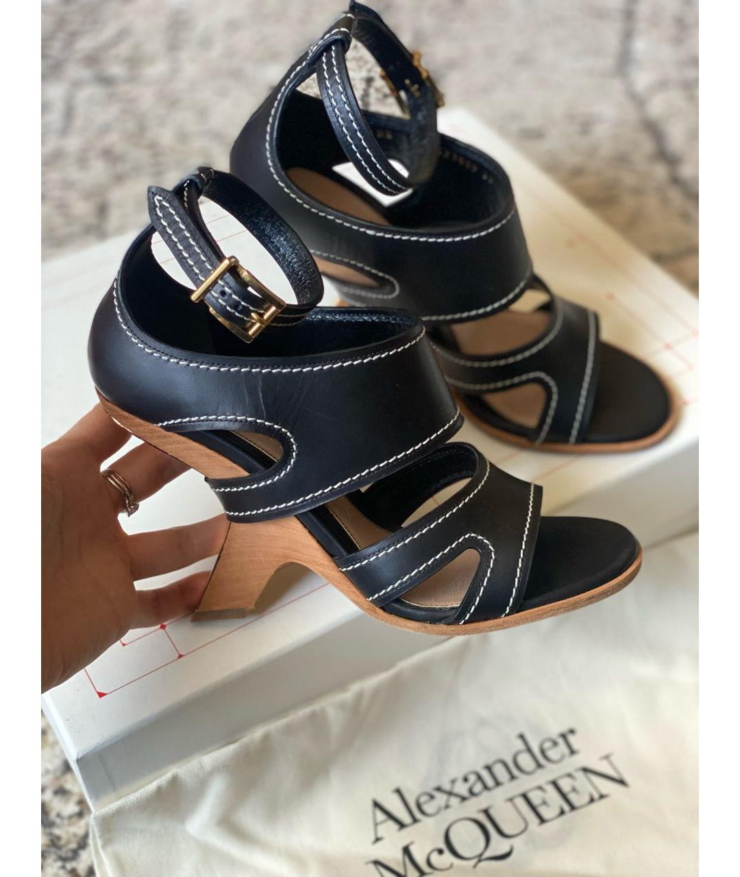 ALEXANDER MCQUEEN Черные кожаные босоножки, фото 8