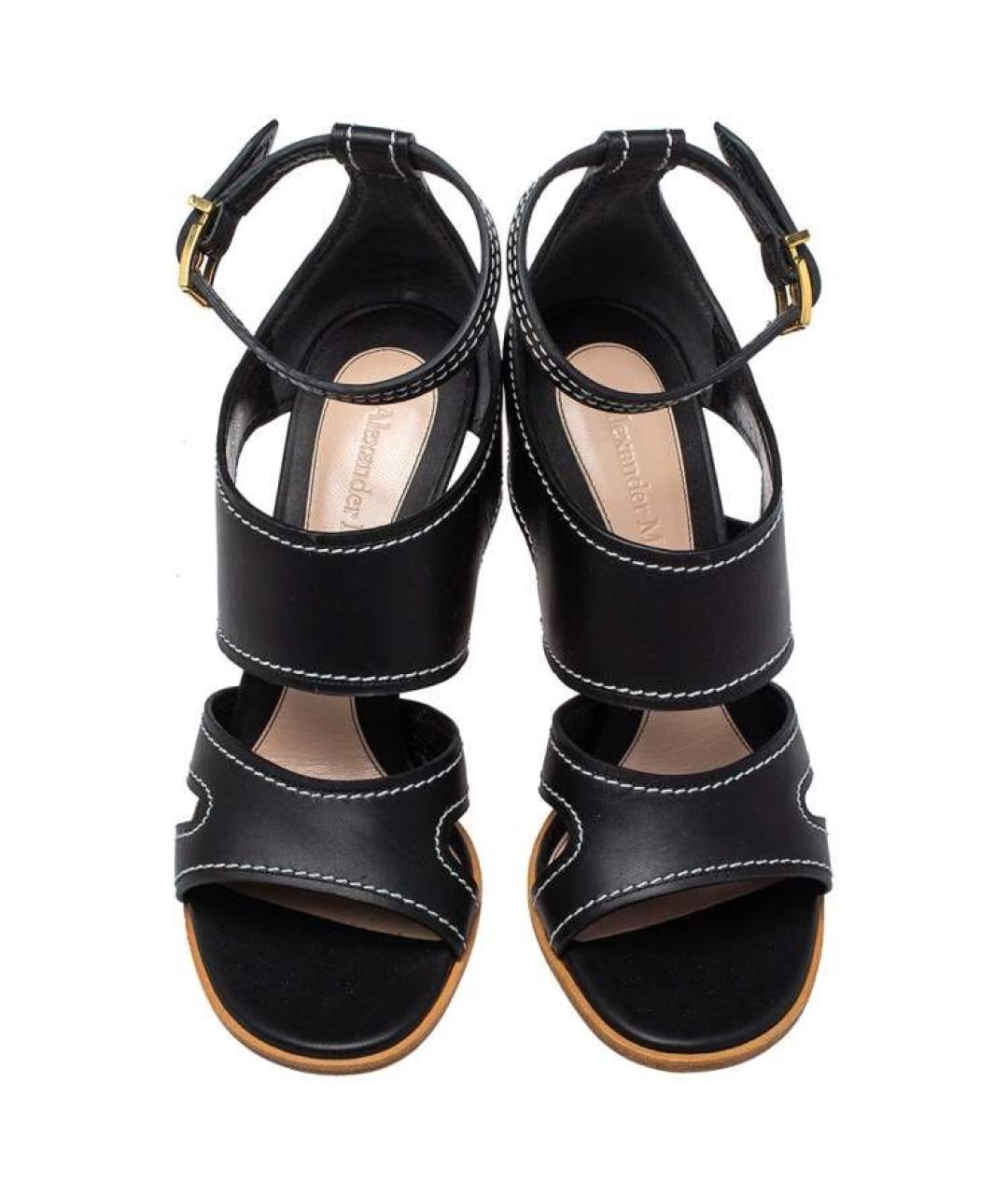 ALEXANDER MCQUEEN Черные кожаные босоножки, фото 2
