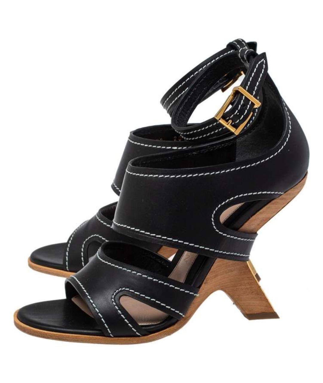 ALEXANDER MCQUEEN Черные кожаные босоножки, фото 9
