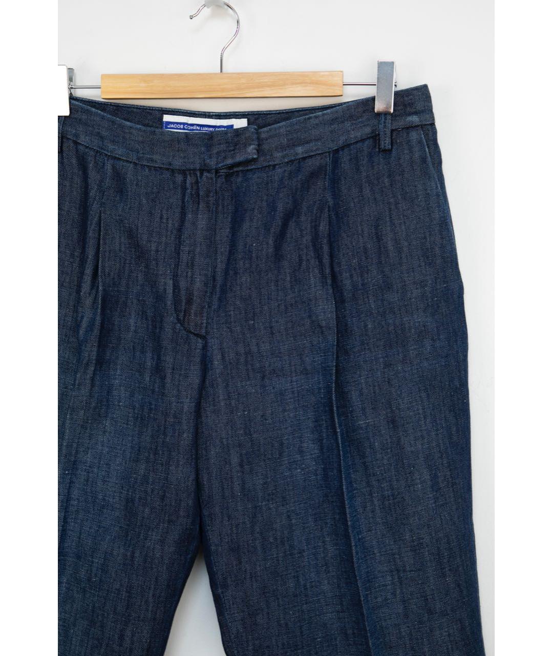JACOB COHEN Темно-синие хлопко-леновые прямые джинсы, фото 2