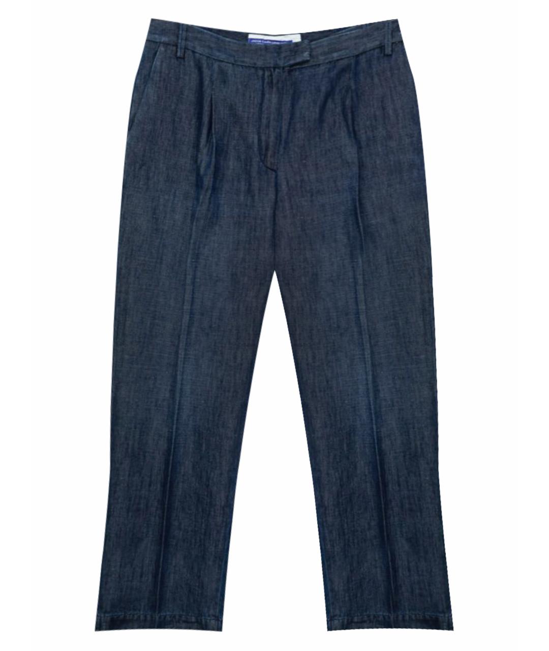 JACOB COHEN Темно-синие хлопко-леновые прямые джинсы, фото 1