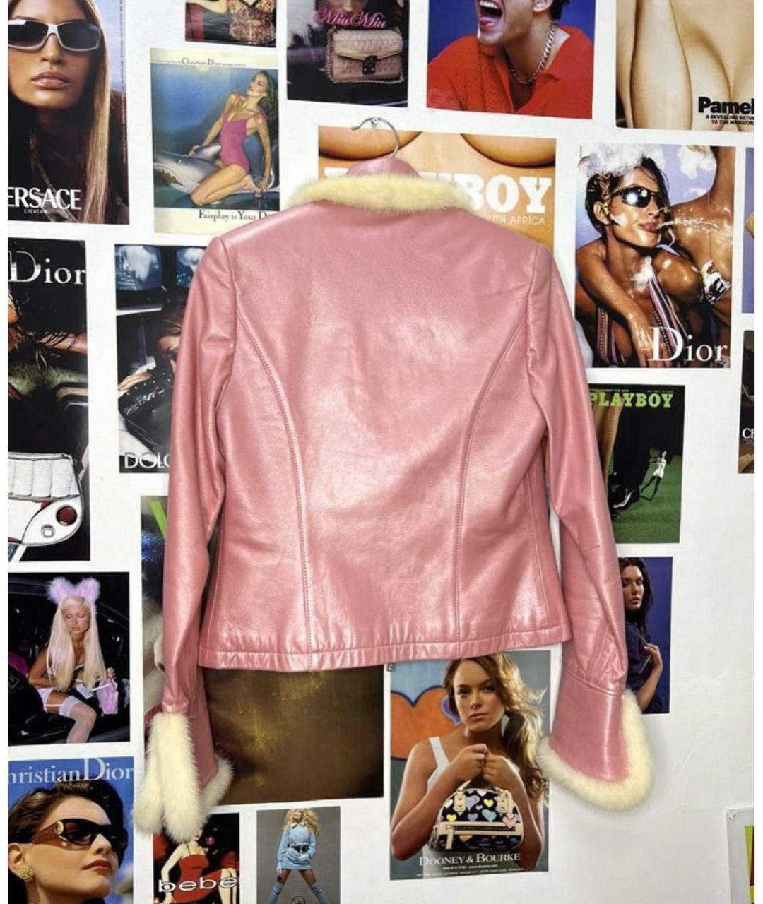 DOLCE&GABBANA Розовый кожаный жакет/пиджак, фото 2
