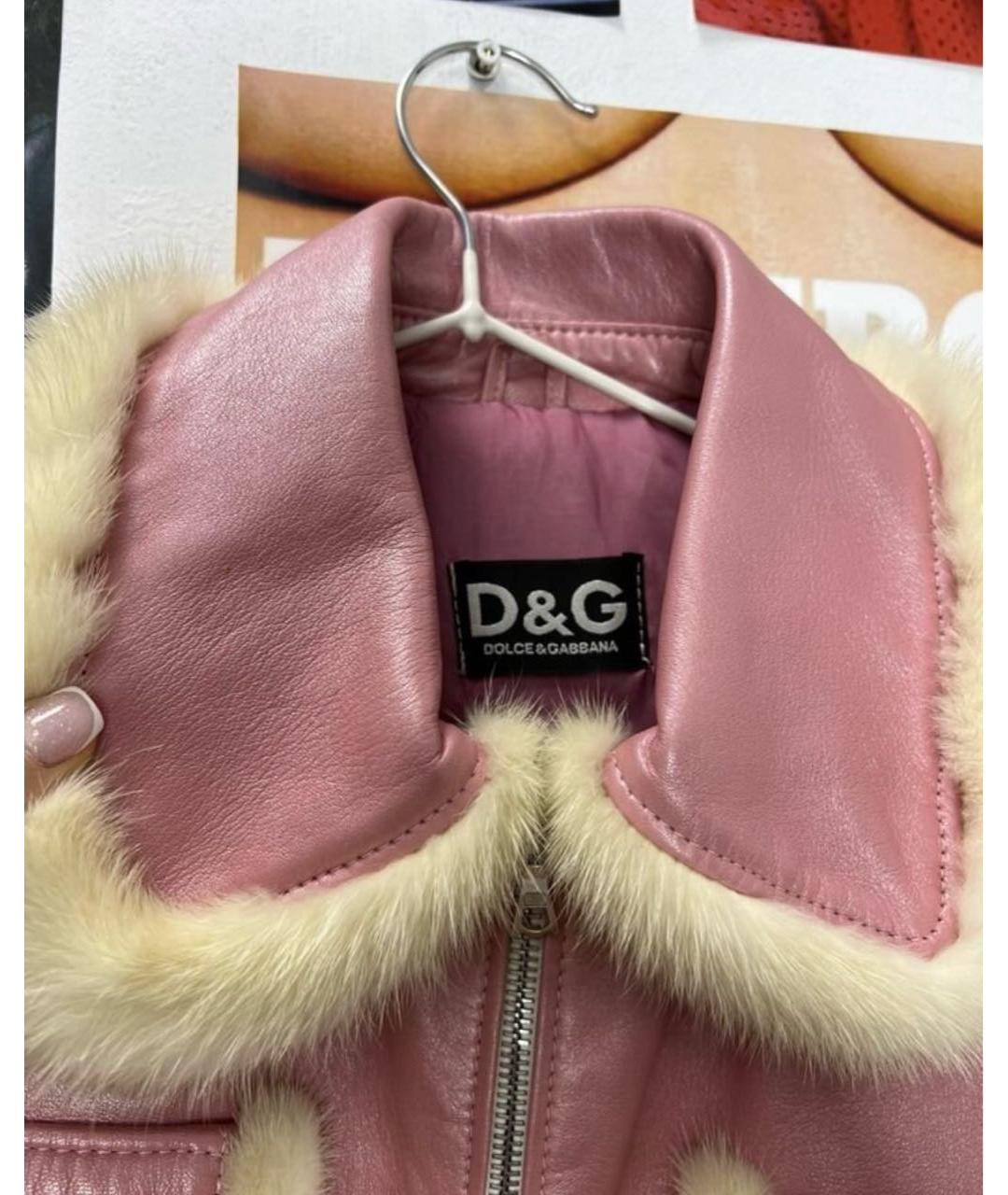 DOLCE&GABBANA Розовый кожаный жакет/пиджак, фото 3