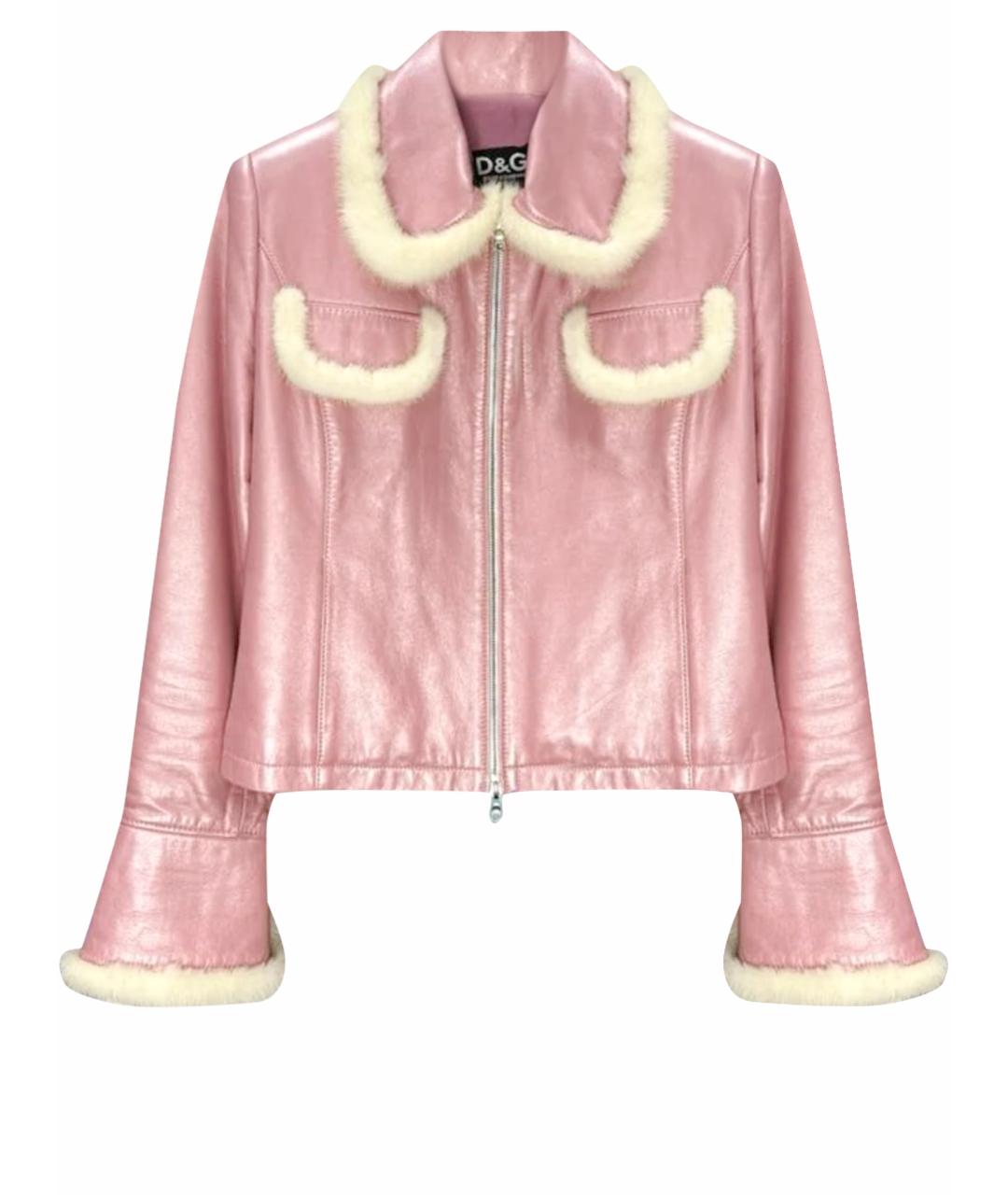 DOLCE&GABBANA Розовый кожаный жакет/пиджак, фото 1