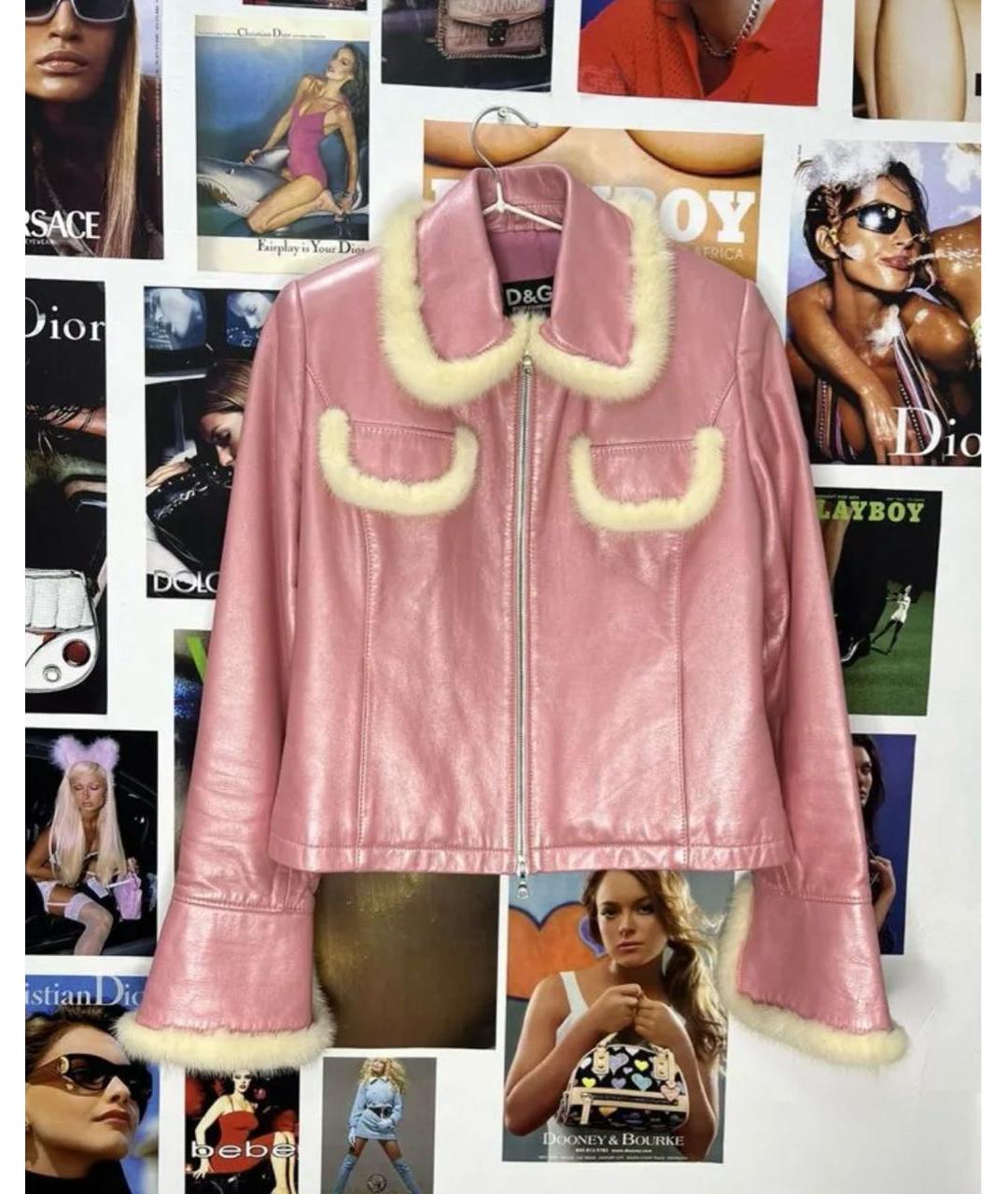 DOLCE&GABBANA Розовый кожаный жакет/пиджак, фото 8