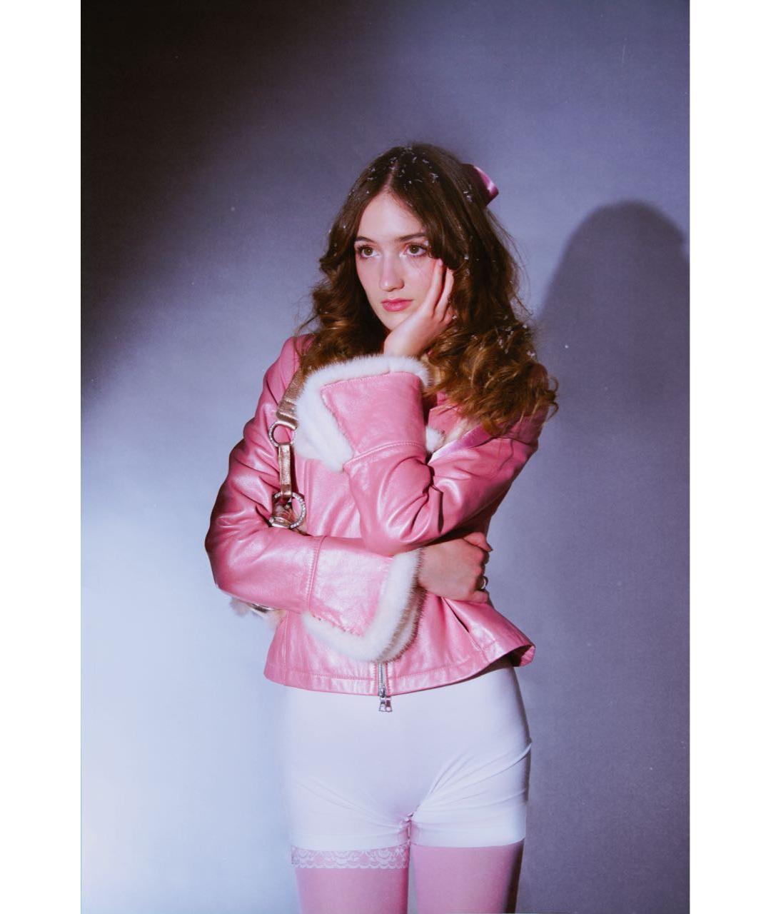 DOLCE&GABBANA Розовый кожаный жакет/пиджак, фото 7