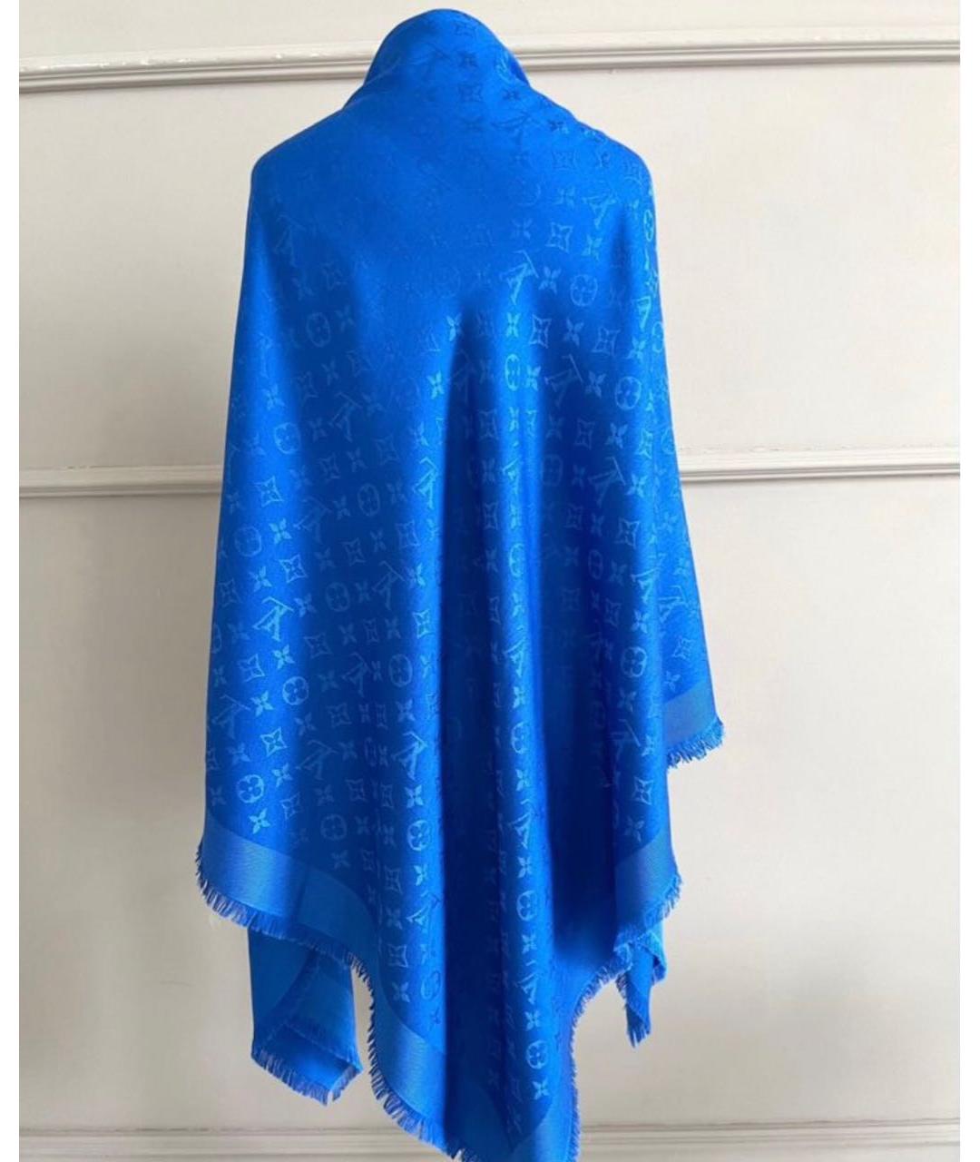 LOUIS VUITTON Синий шелковый платок, фото 2
