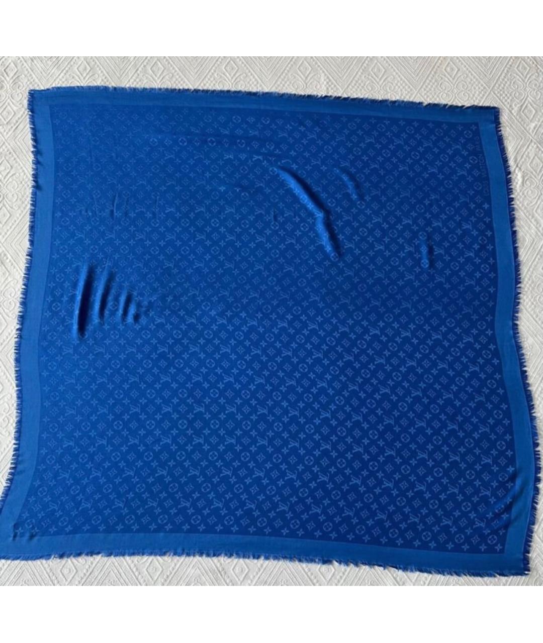 LOUIS VUITTON Синий шелковый платок, фото 3