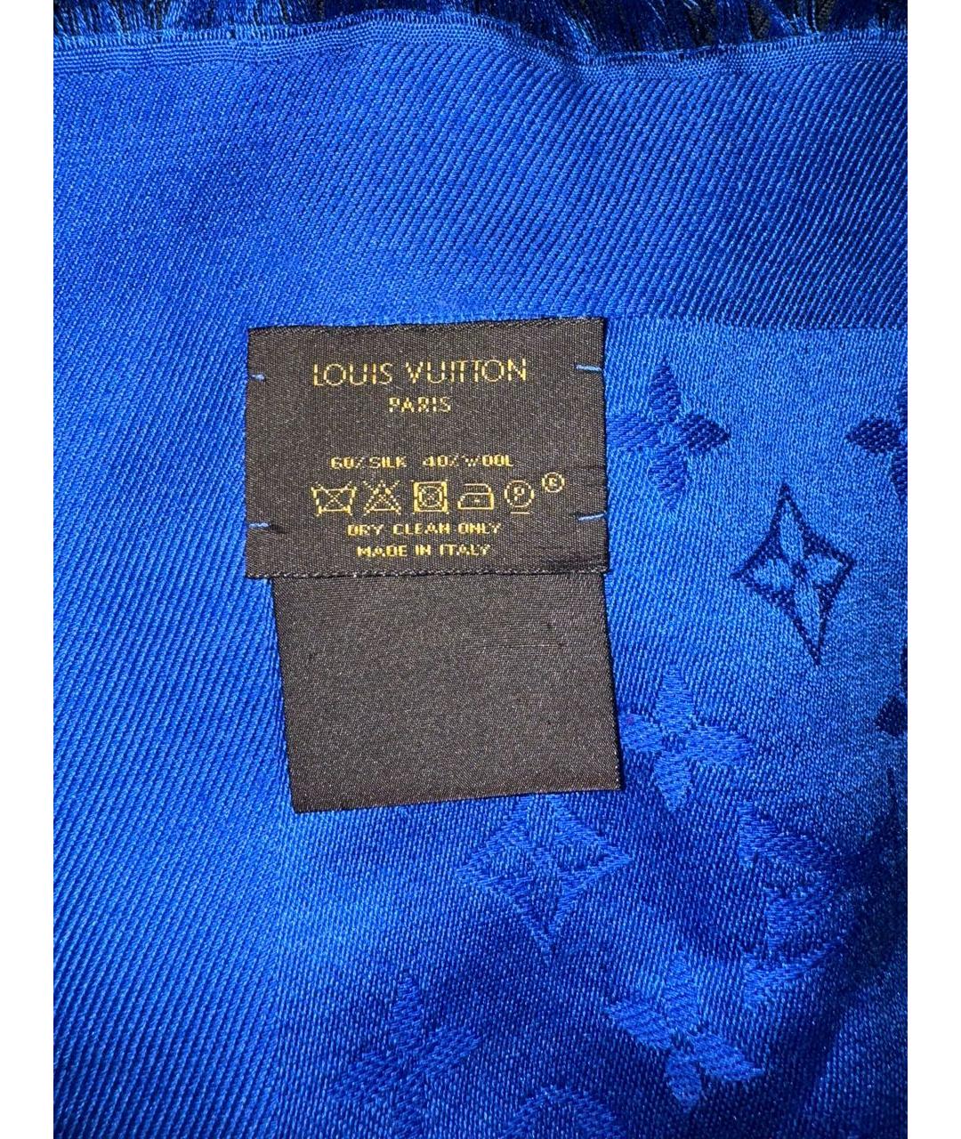 LOUIS VUITTON Синий шелковый платок, фото 6