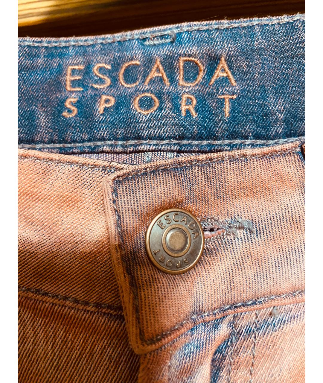ESCADA Розовые хлопко-эластановые прямые джинсы, фото 3
