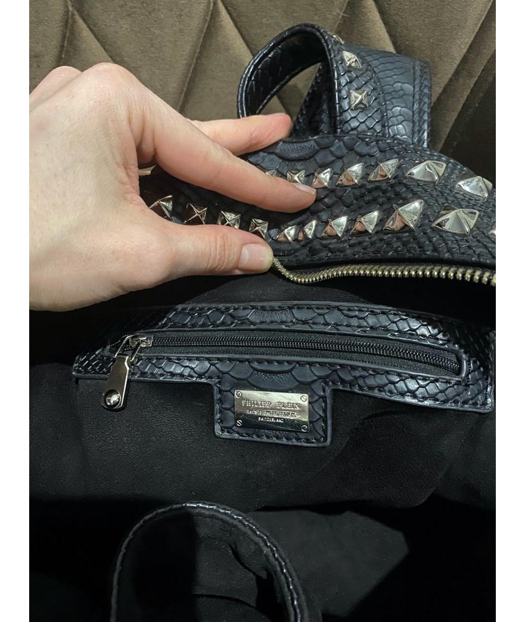PHILIPP PLEIN Черный рюкзак из искусственной кожи, фото 4