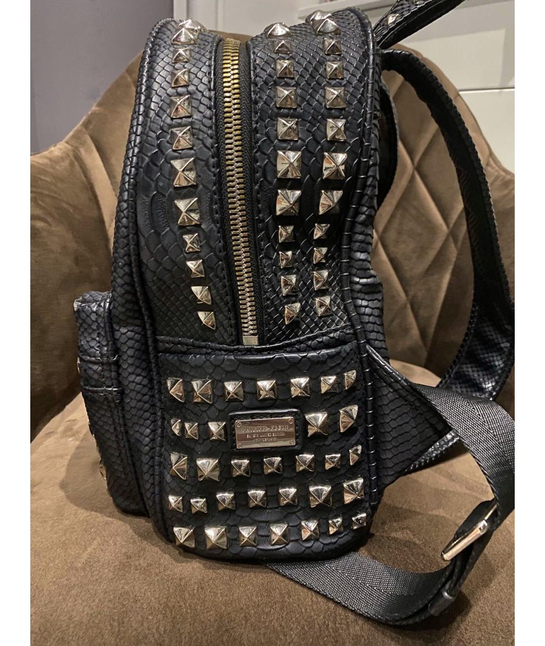 PHILIPP PLEIN Черный рюкзак из искусственной кожи, фото 2