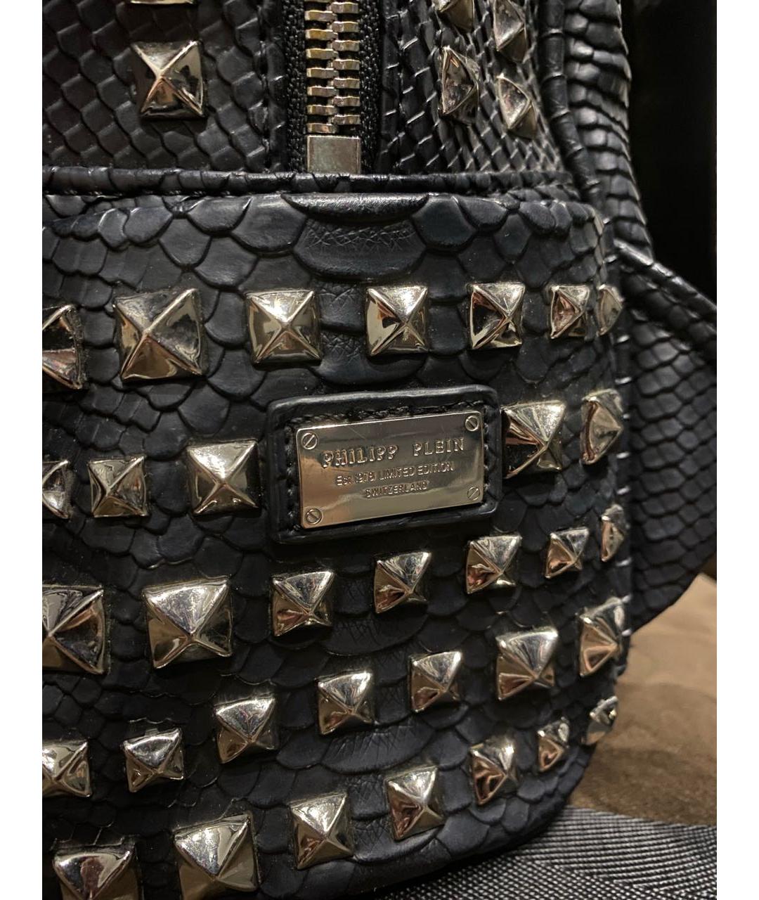PHILIPP PLEIN Черный рюкзак из искусственной кожи, фото 5