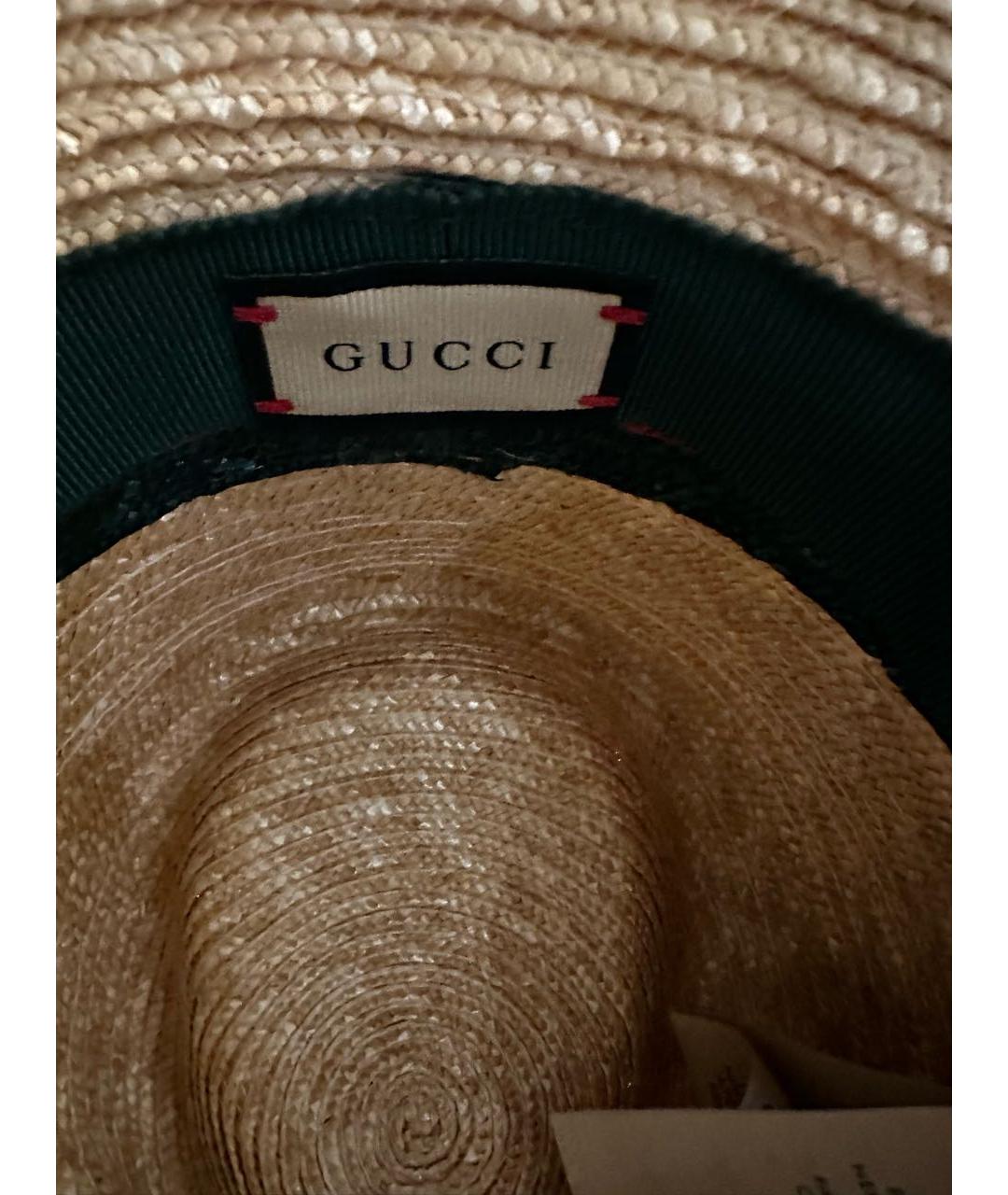 GUCCI Бежевая соломенная шляпа, фото 5