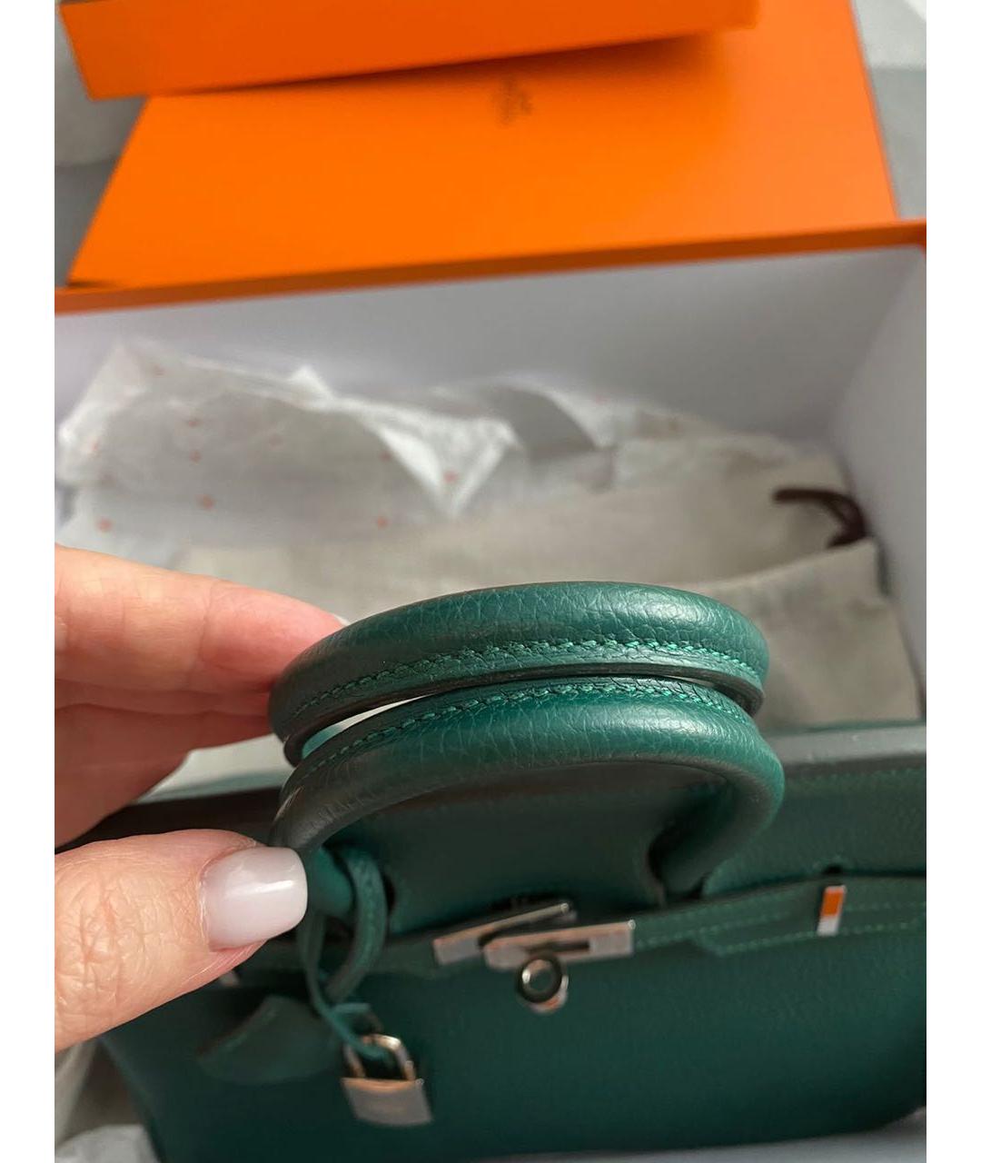 HERMES PRE-OWNED Зеленая кожаная сумка тоут, фото 5