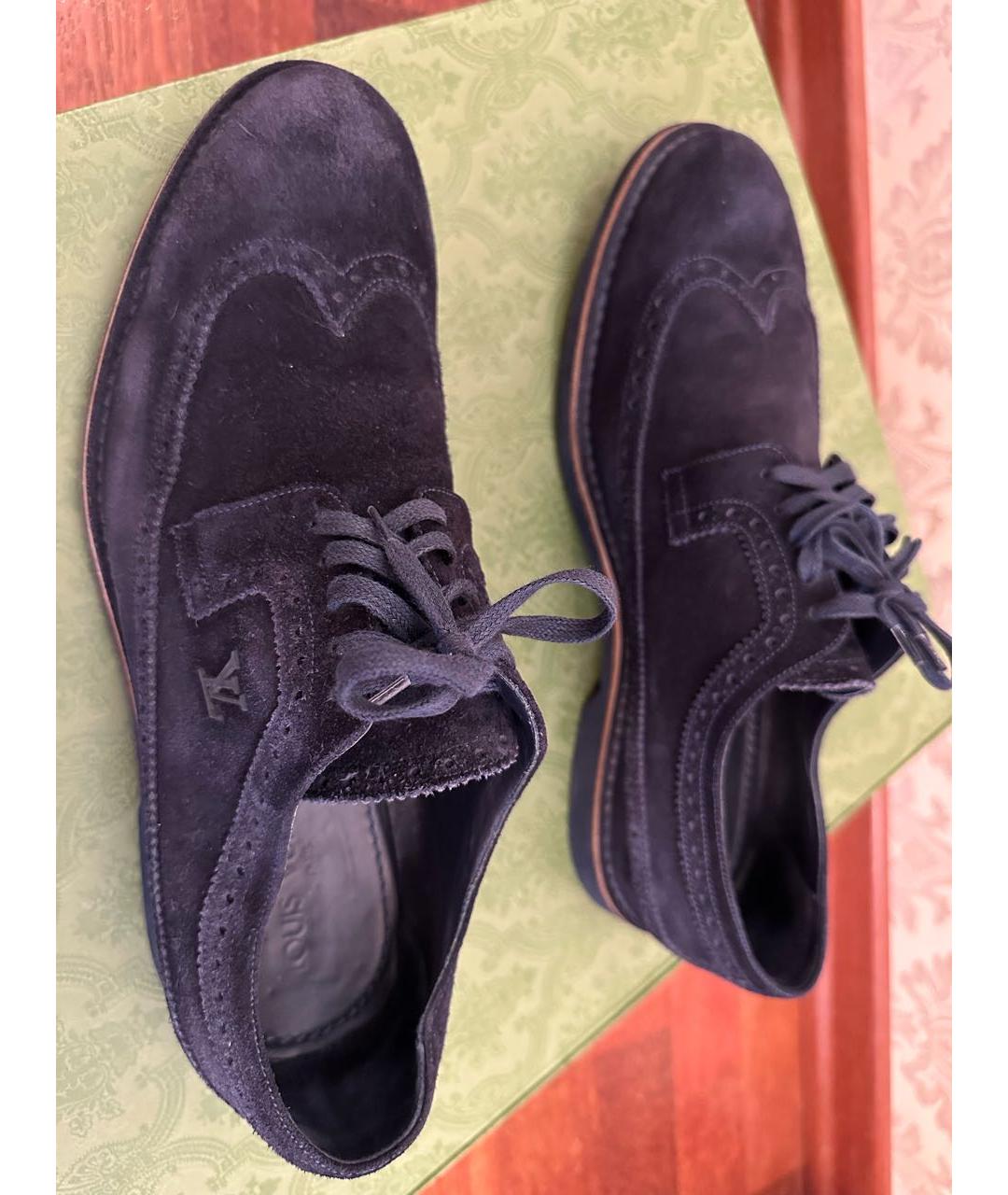 LOUIS VUITTON Темно-синие замшевые низкие ботинки, фото 5