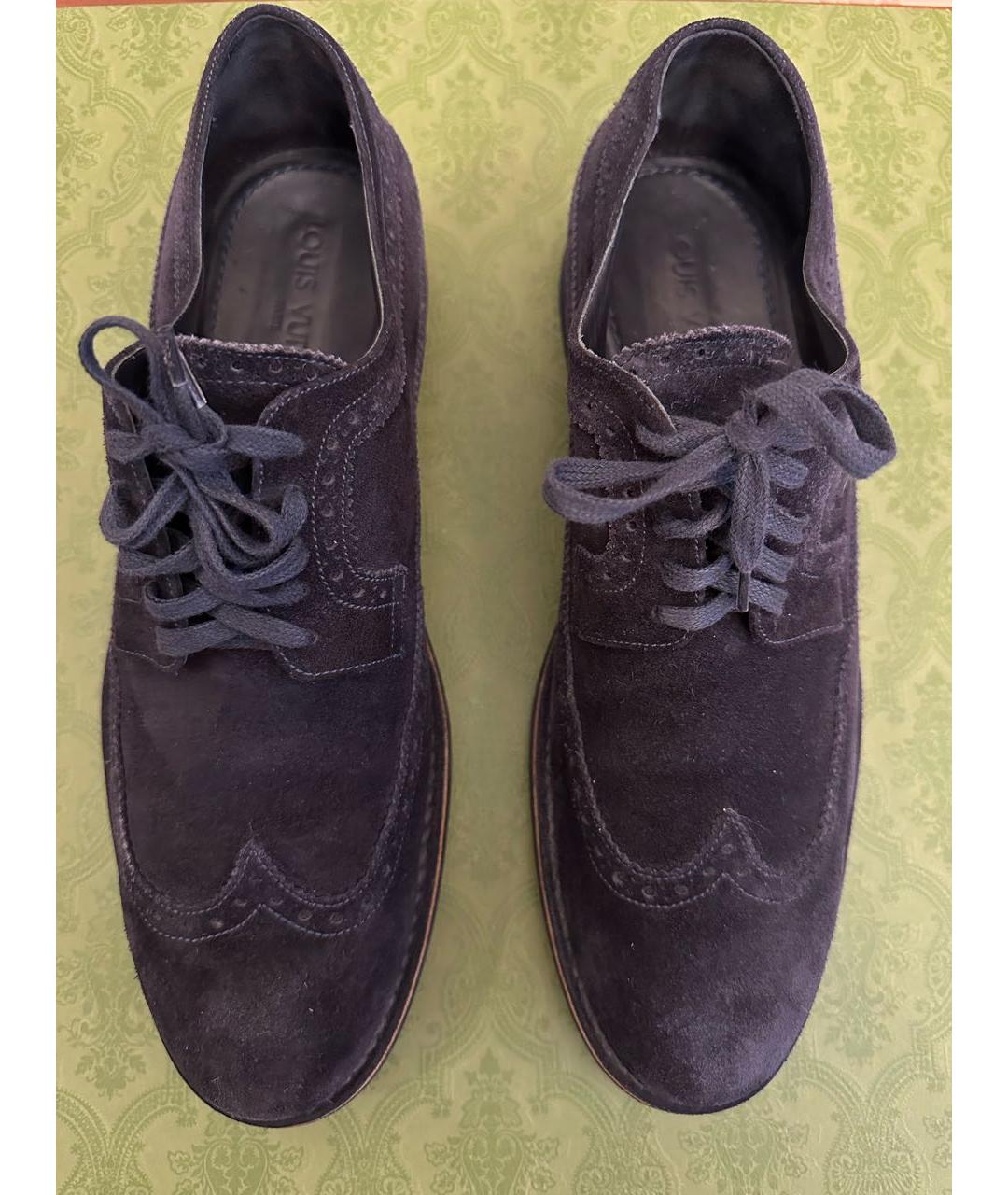 LOUIS VUITTON Темно-синие замшевые низкие ботинки, фото 2