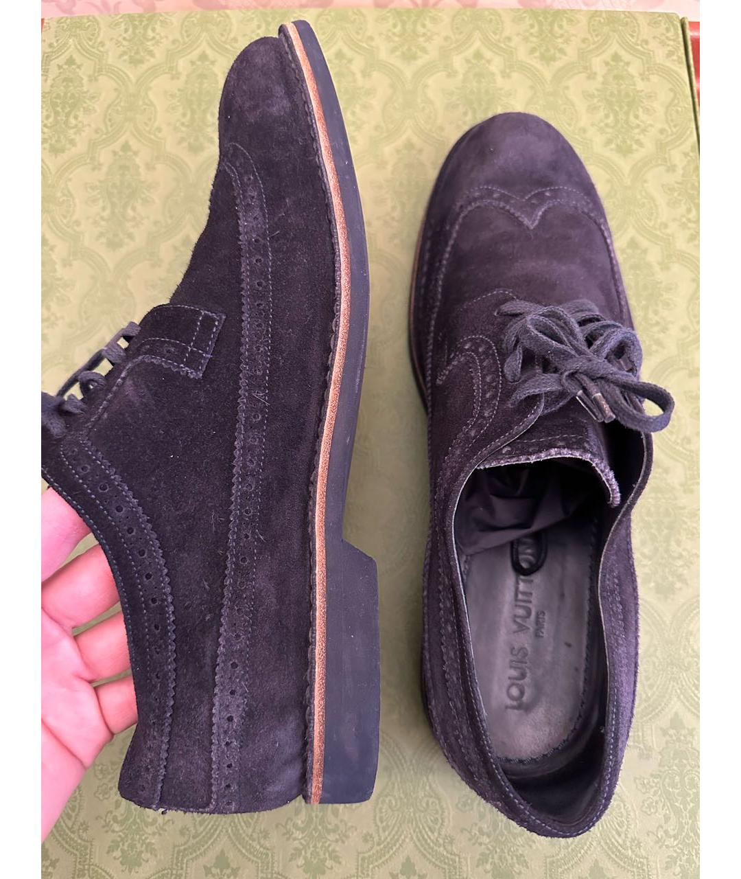 LOUIS VUITTON Темно-синие замшевые низкие ботинки, фото 8