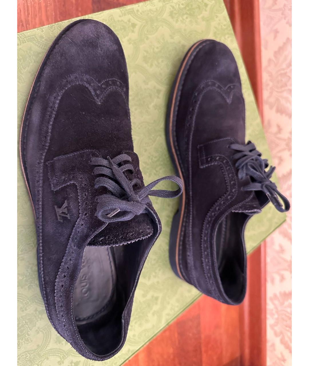 LOUIS VUITTON Темно-синие замшевые низкие ботинки, фото 6