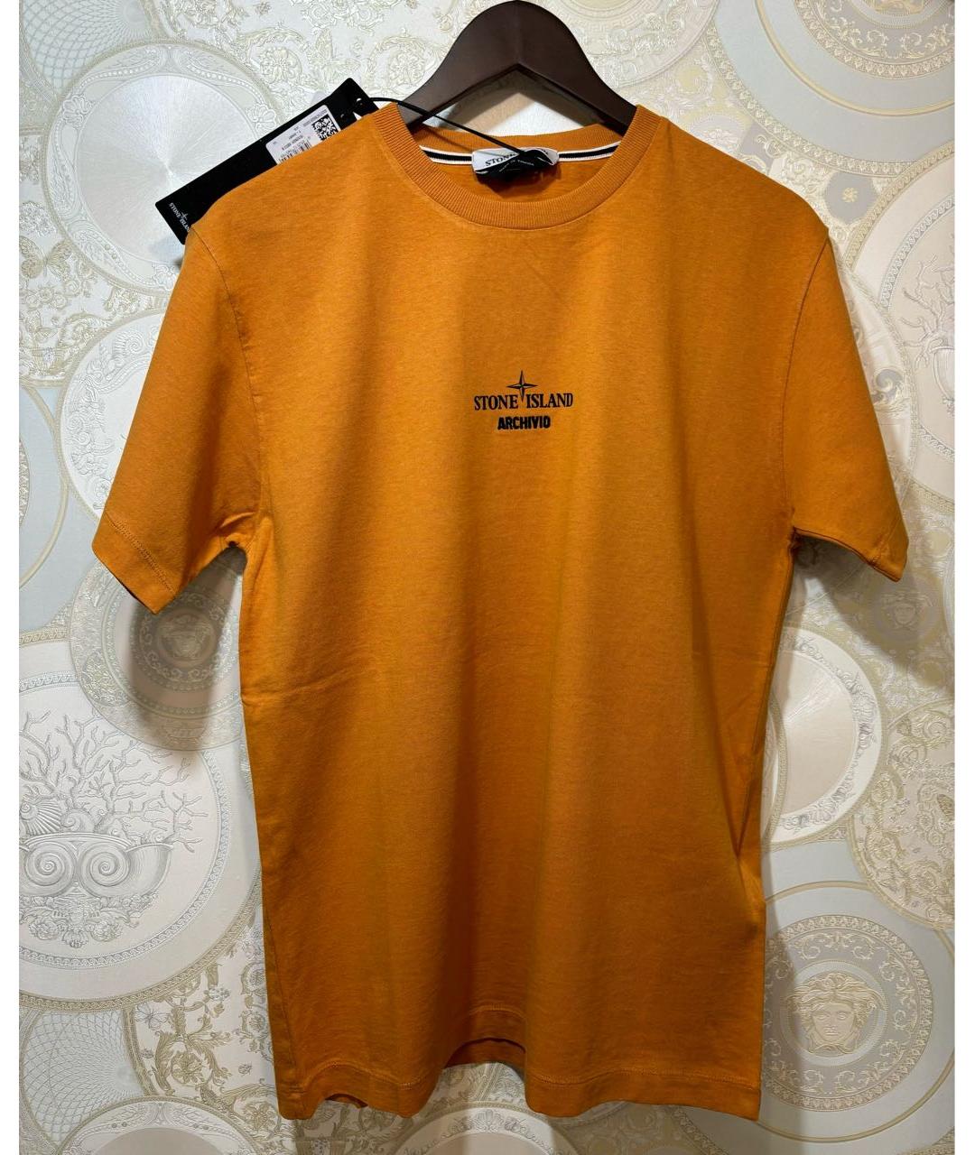 STONE ISLAND Оранжевая хлопковая футболка, фото 5