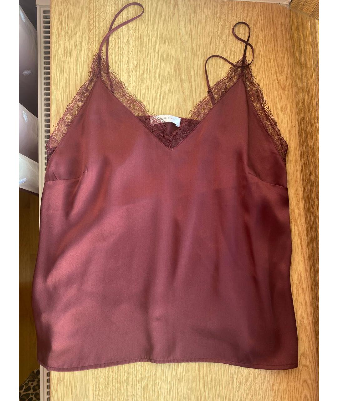 ANINE BING Бордовая шелковая блузы, фото 2