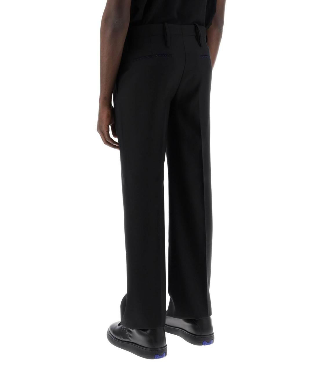 BURBERRY Черные шерстяные повседневные брюки, фото 5