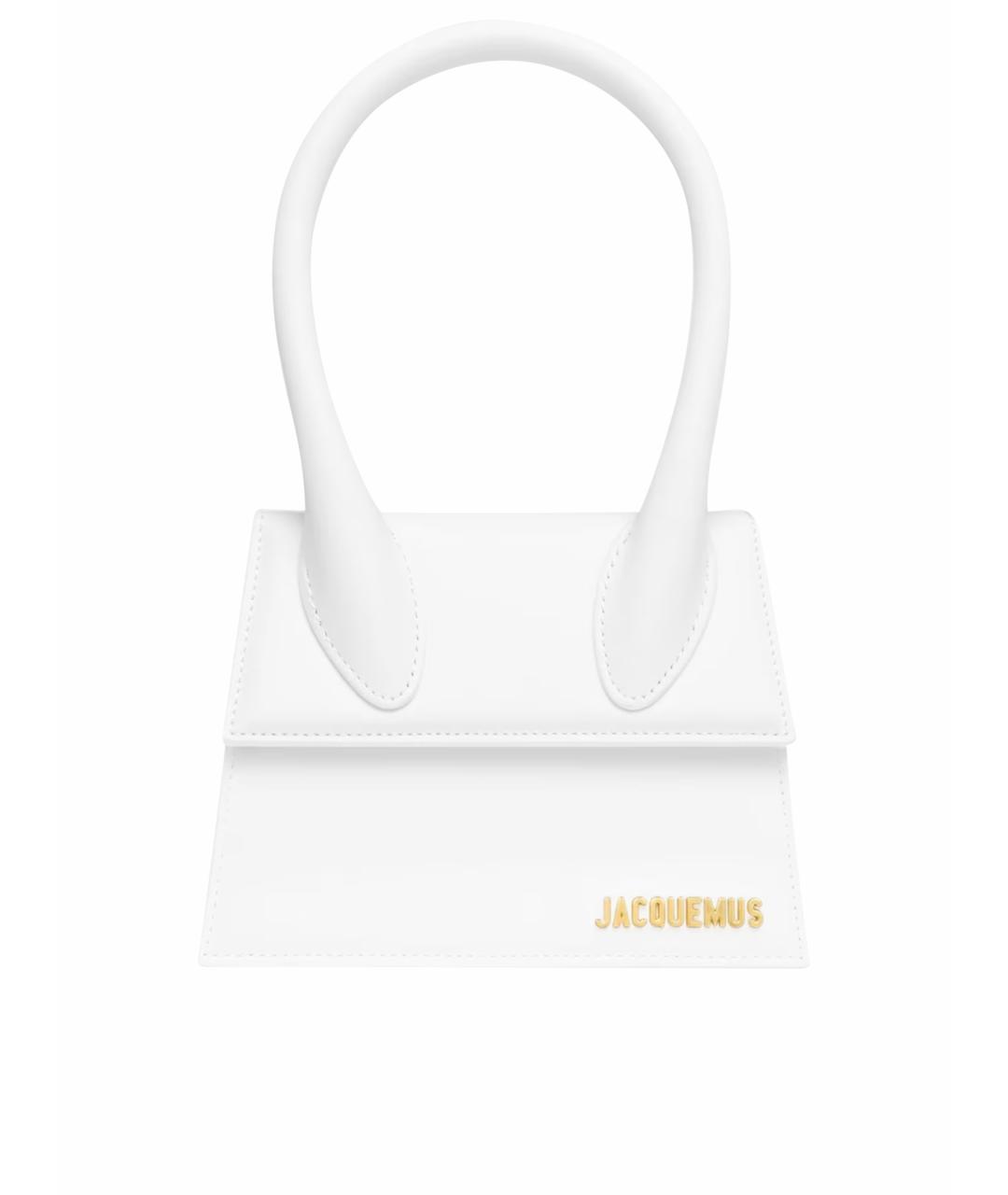 JACQUEMUS Белая кожаная сумка с короткими ручками, фото 1