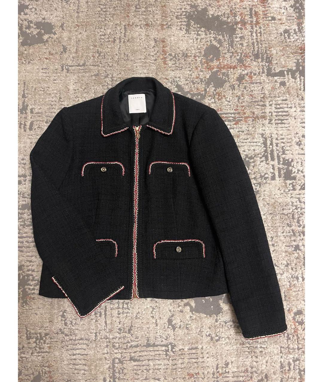 SANDRO Черный хлопковый жакет/пиджак, фото 2