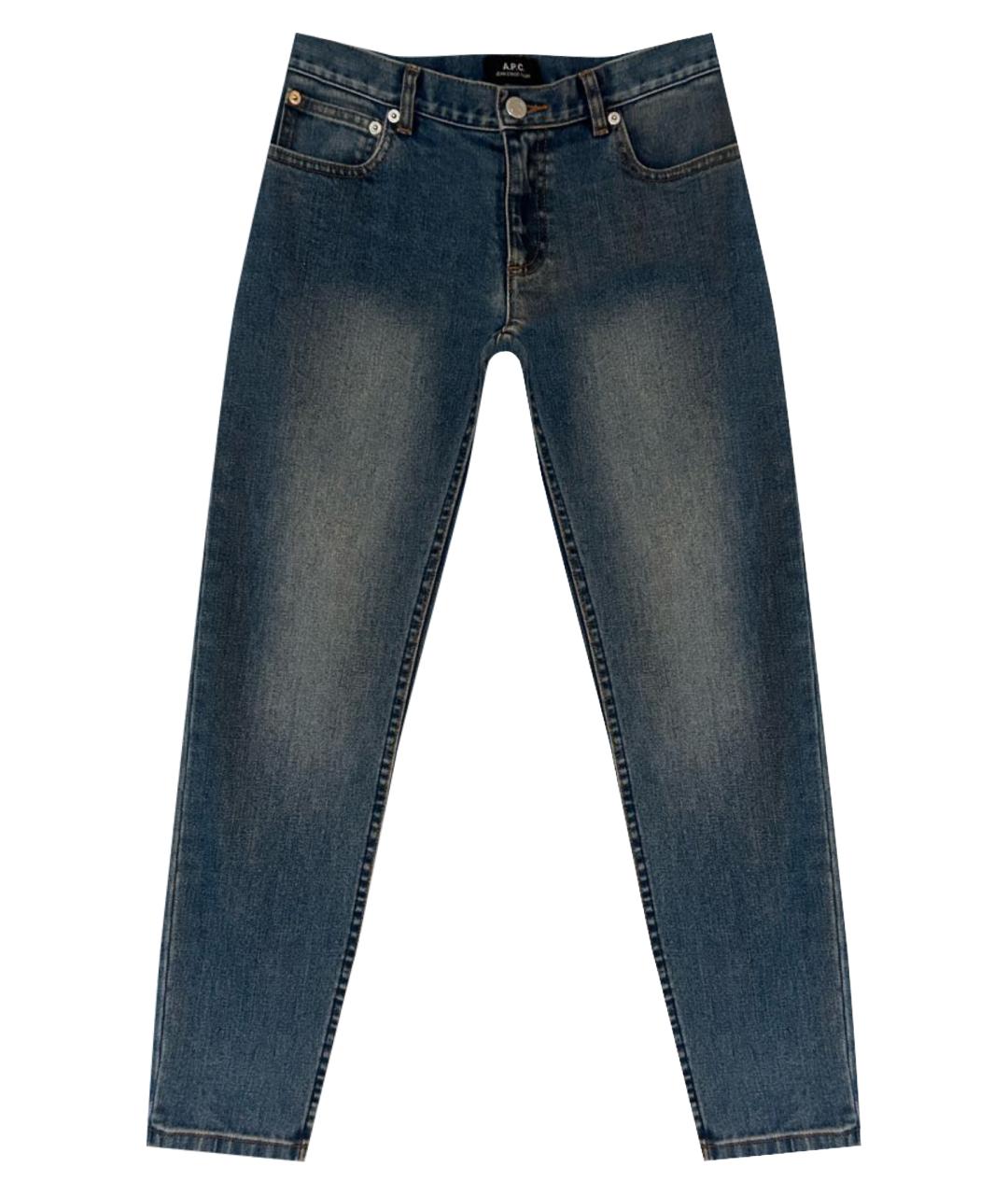 A.P.C. Синие хлопко-полиэстеровые джинсы слим, фото 1