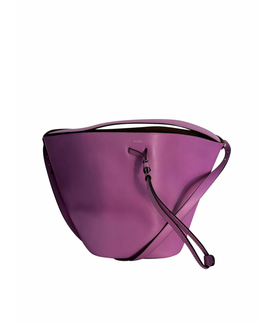 FURLA Фиолетовая кожаная сумка тоут, фото 1
