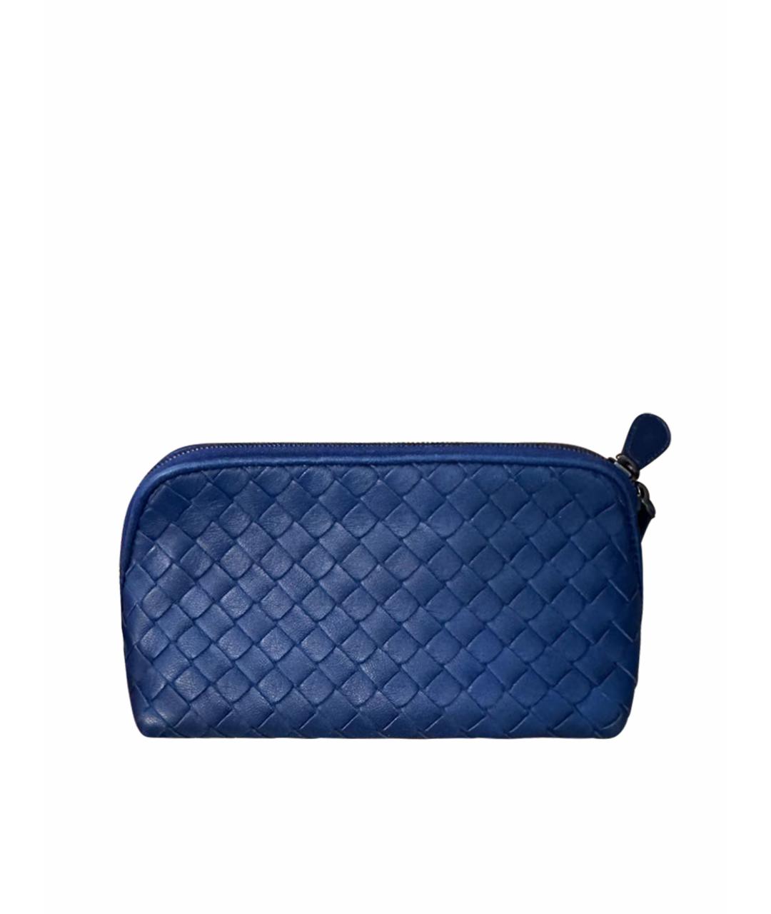 BOTTEGA VENETA Синяя кожаная косметичка, фото 1