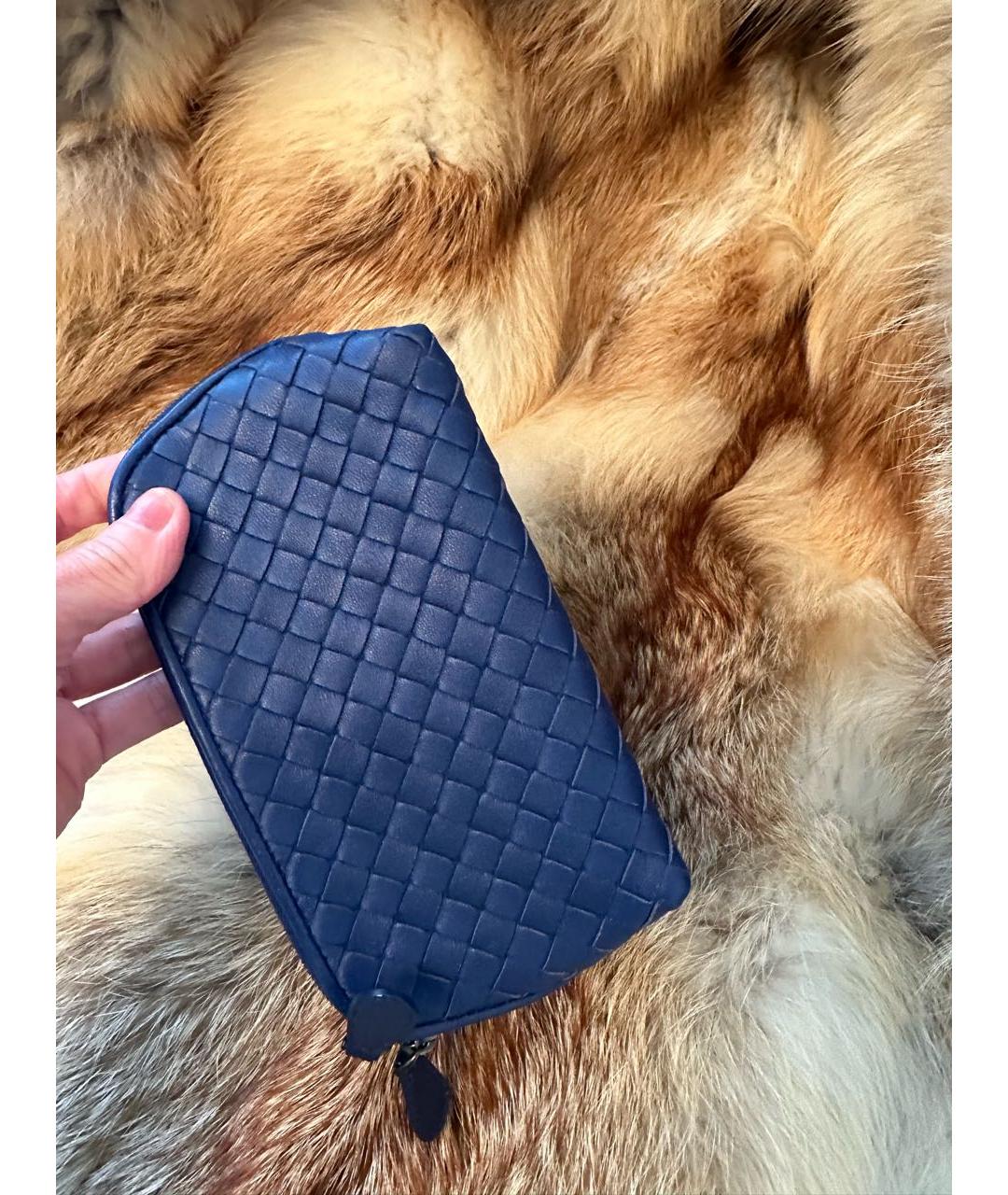 BOTTEGA VENETA Синяя кожаная косметичка, фото 4