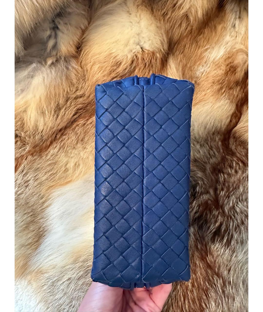BOTTEGA VENETA Синяя кожаная косметичка, фото 2