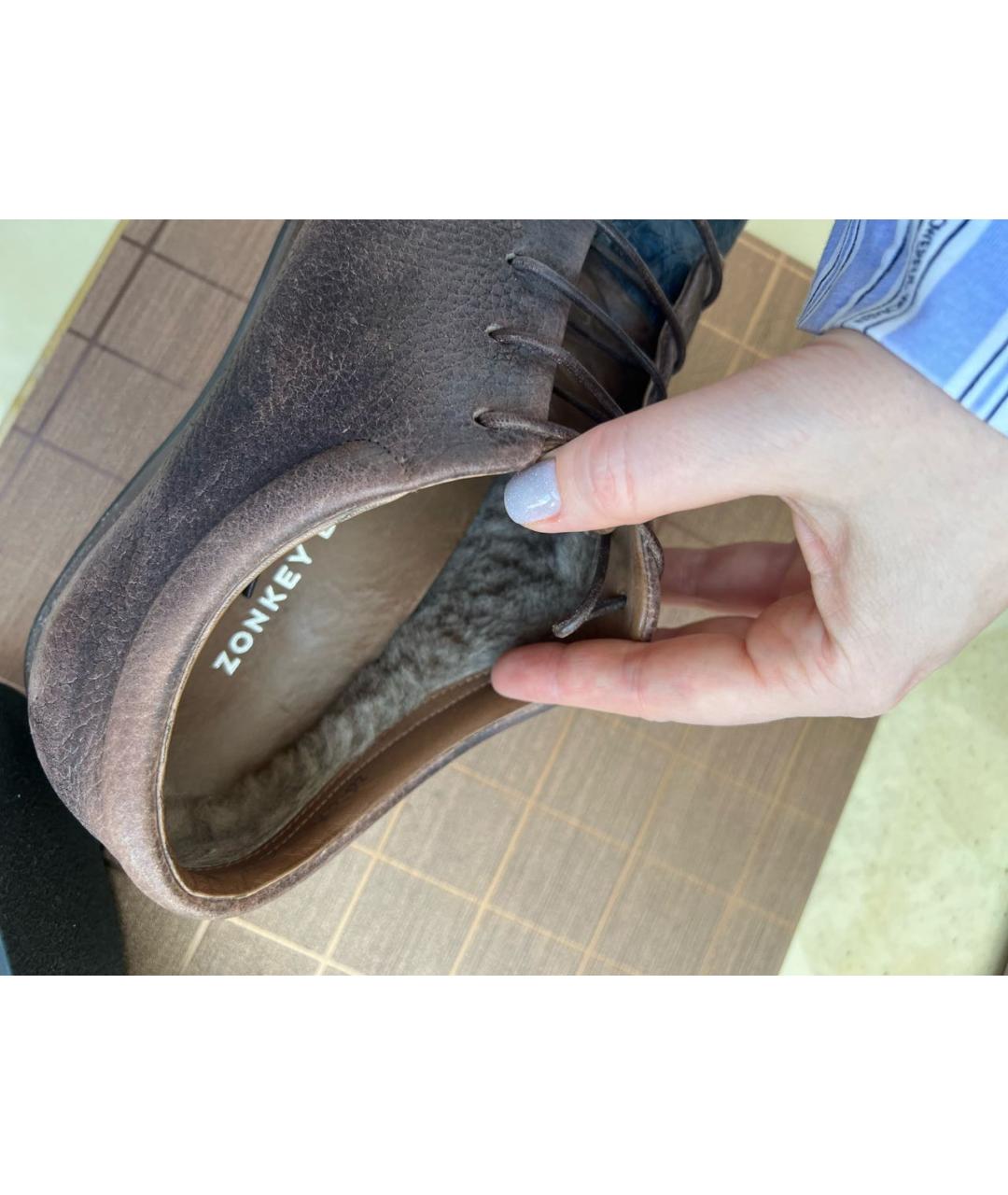 ZONKEY BOOT Коричневые кожаные низкие ботинки, фото 8