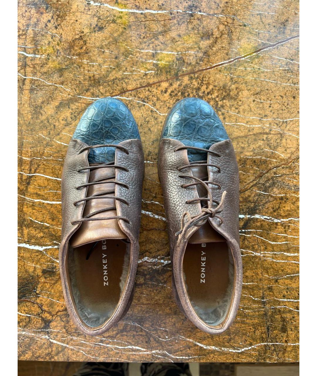 ZONKEY BOOT Коричневые кожаные низкие ботинки, фото 3