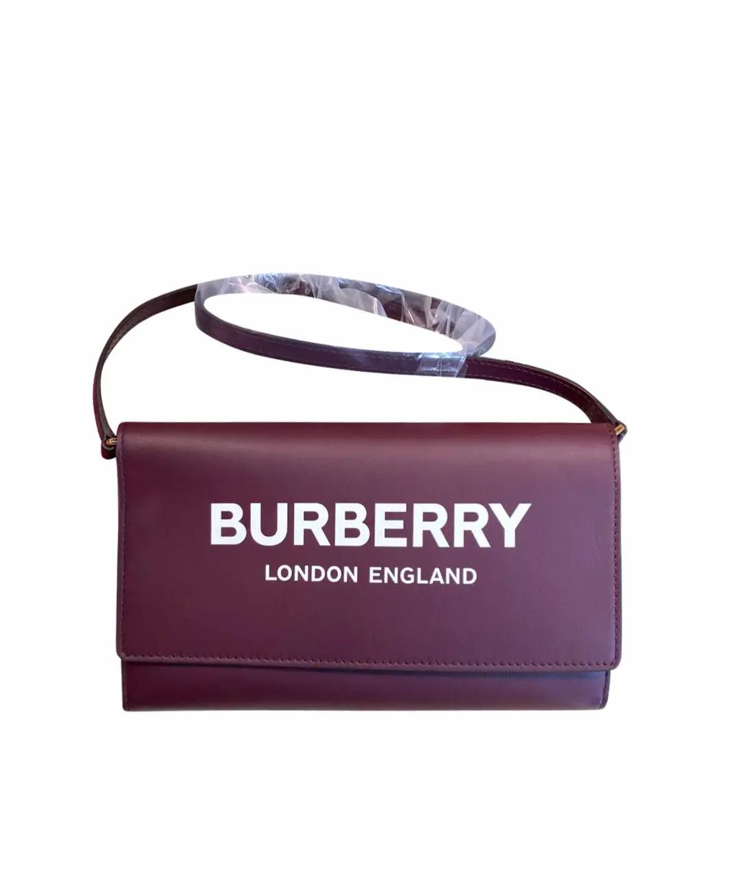 BURBERRY Бордовая кожаная сумка через плечо, фото 1
