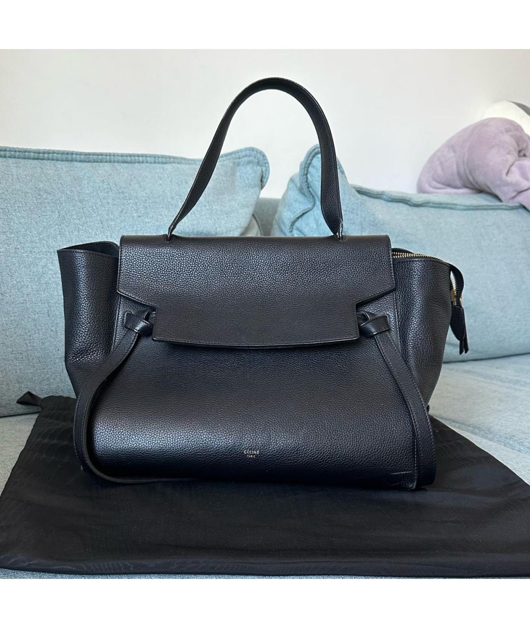 CELINE PRE-OWNED Черная кожаная сумка с короткими ручками, фото 9