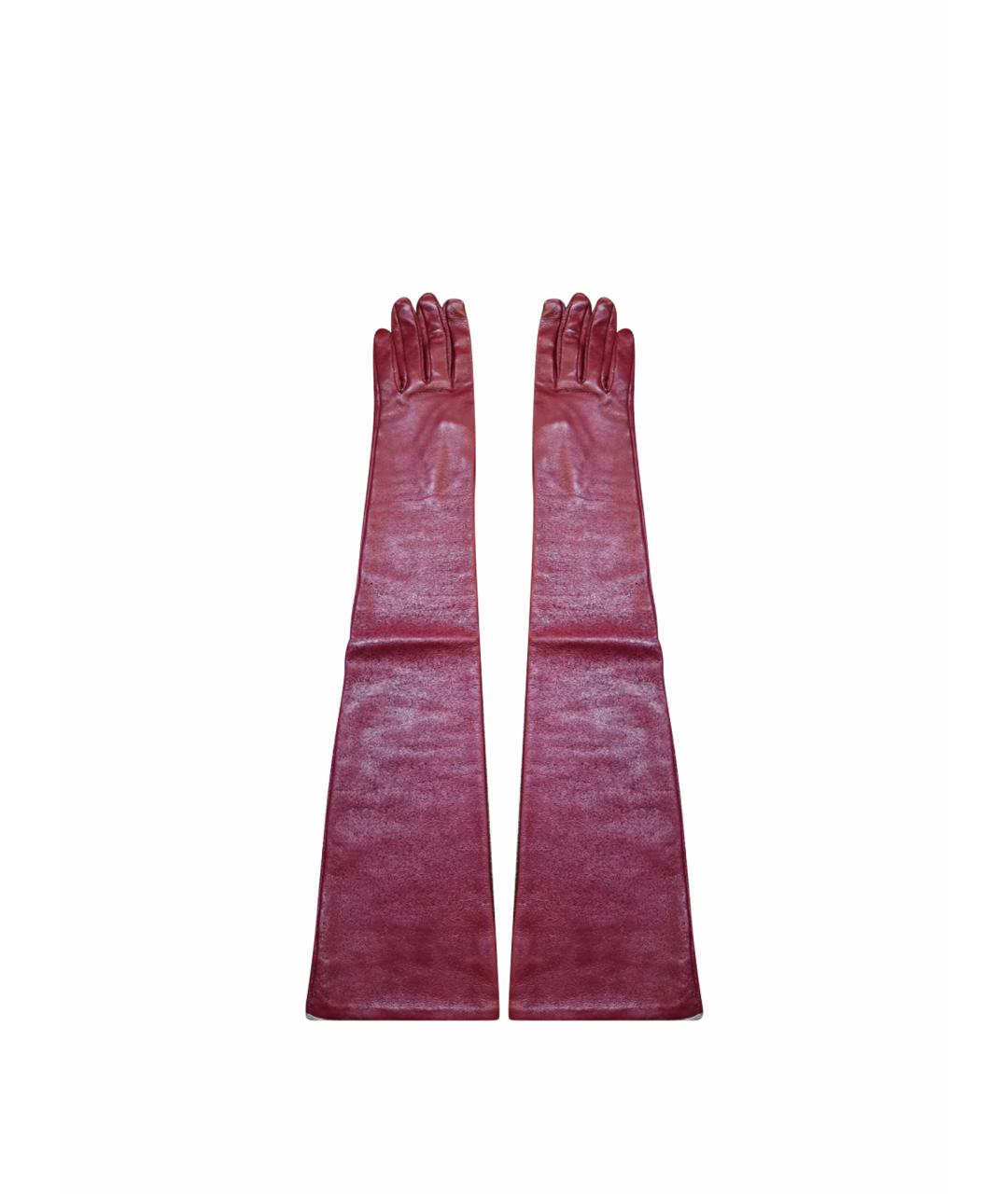 ETRO Бордовые кожаные перчатки, фото 1
