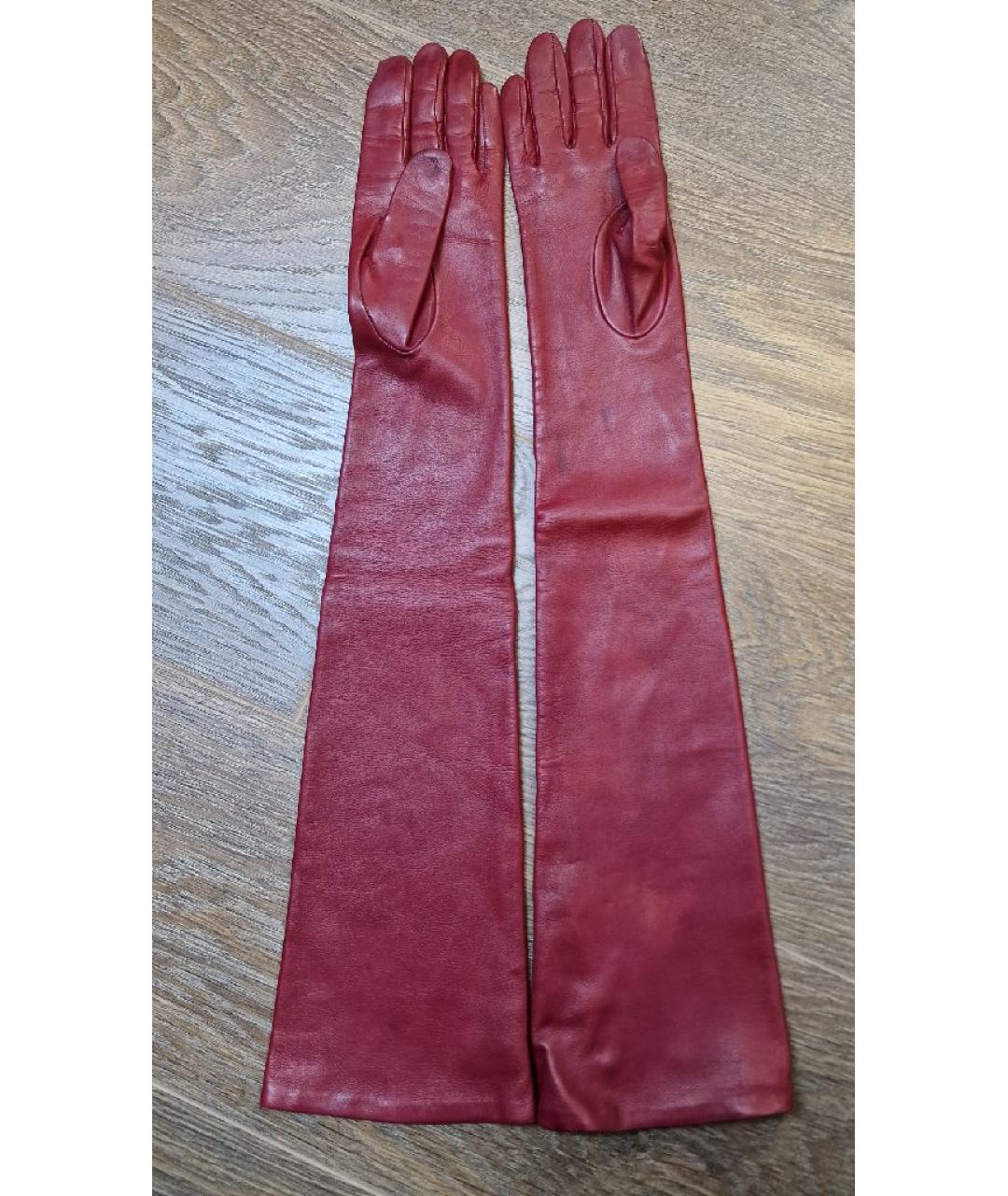 ETRO Бордовые кожаные перчатки, фото 2
